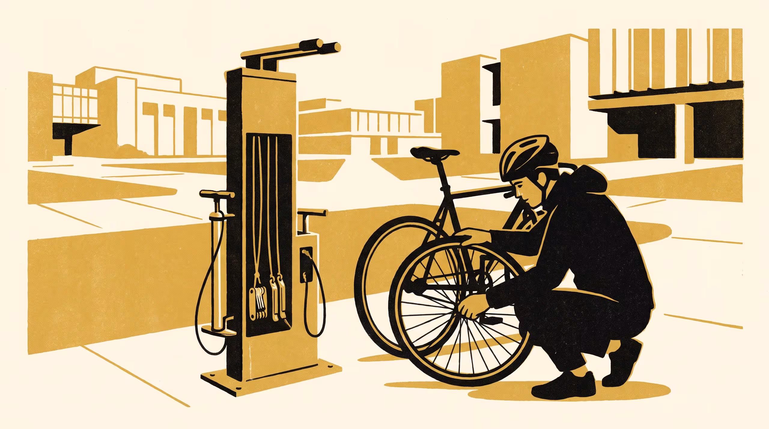Illustration for Two Stations Short of the Map: Interviewing Eighteen Campus Bike Users and a Contracted Technician About Locating a Working Self-Service Repair Station, Against a Directory the University Has Never Updated