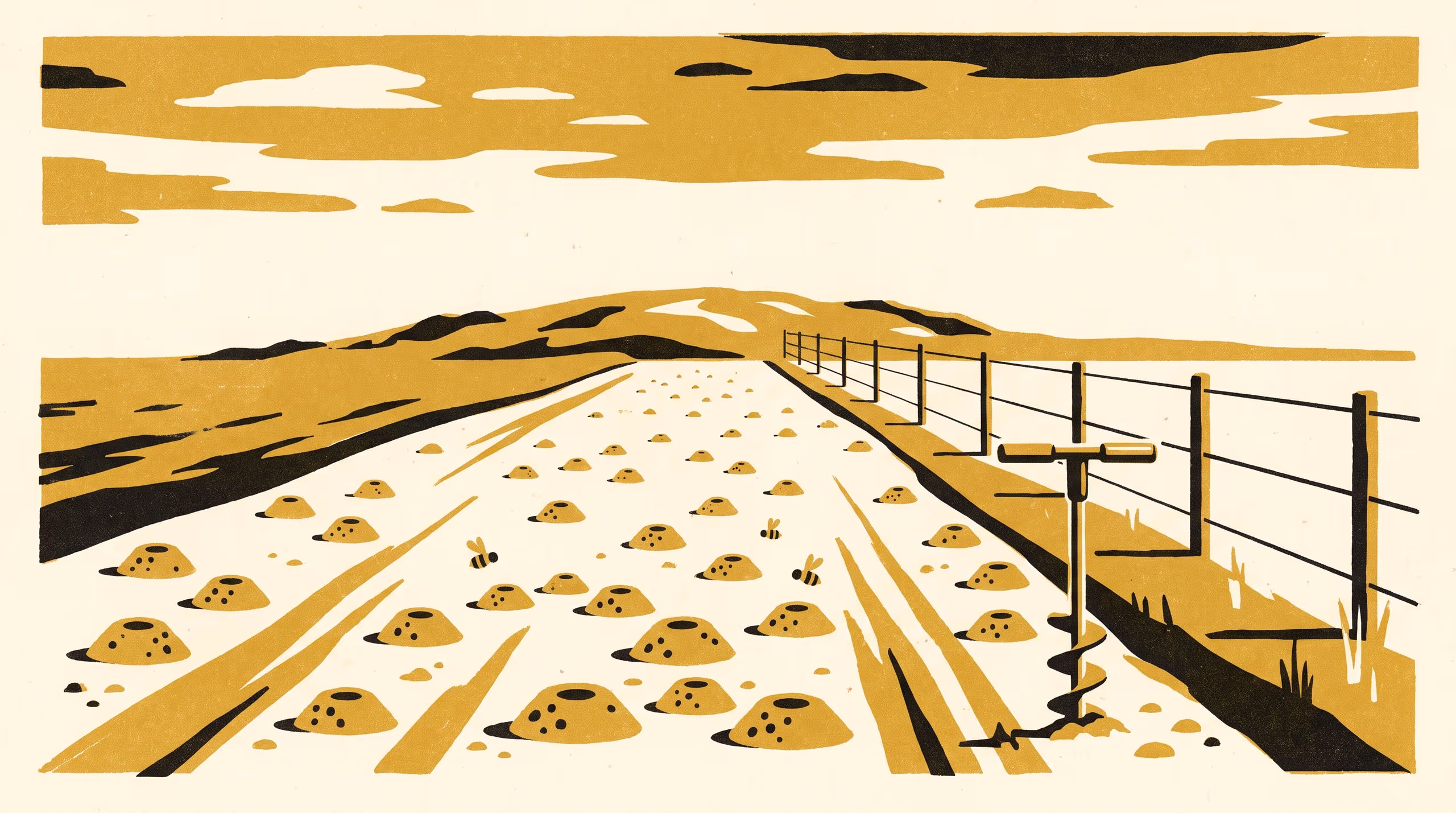 Illustration for Down to the Clay: Nest density and brood-cell depth in a ground-nesting bee aggregation across a mapped soil boundary