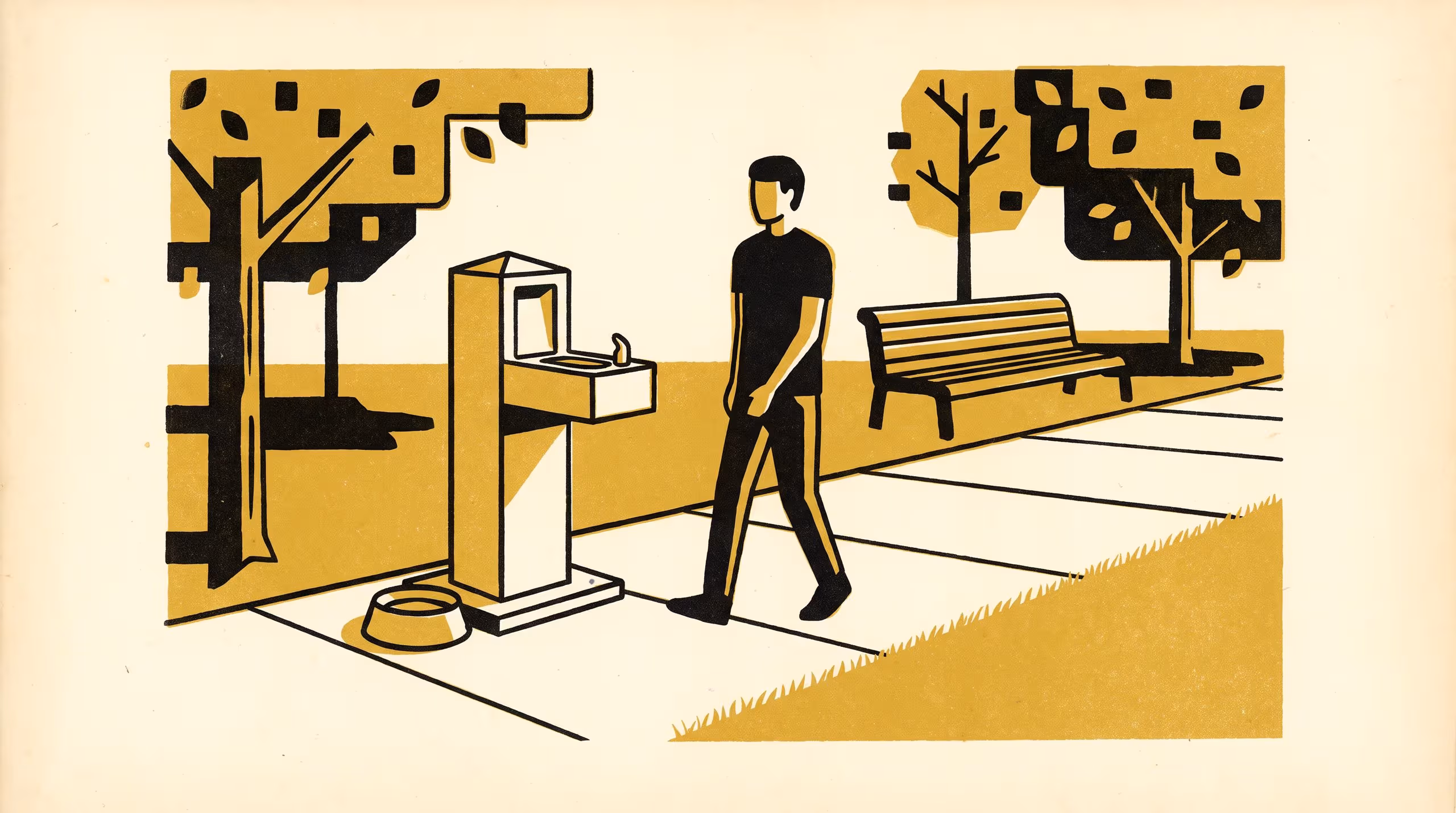 Illustration for They Said They Would Walk: A Stated-Preference Experiment on Park Drinking-Fountain Attributes, a Revealed-Detour Validation at 96 Fountains, and the Siting Index Between Them