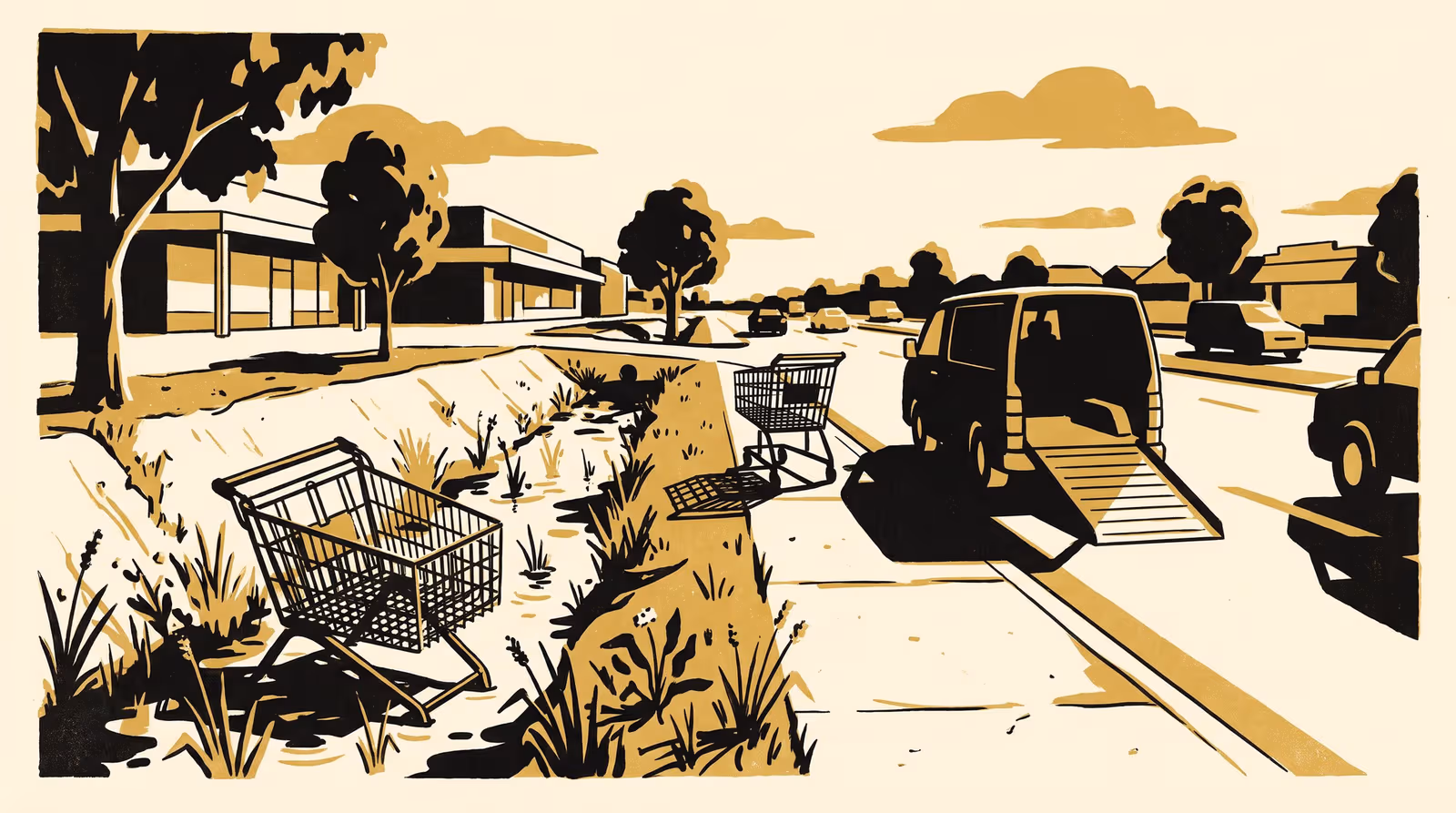 Illustration for Visible First: An Exposure-Weighted Dispatch Service for Stray Supermarket Trolleys