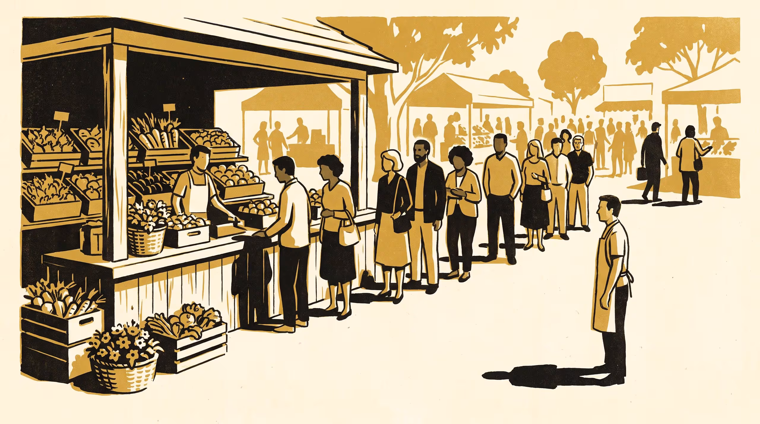 Illustration for Fair Enough, Once Someone's Watching: A Farmers Market Failed Replication of a Self/Other Queue-Compliance Judgement Asymmetry
