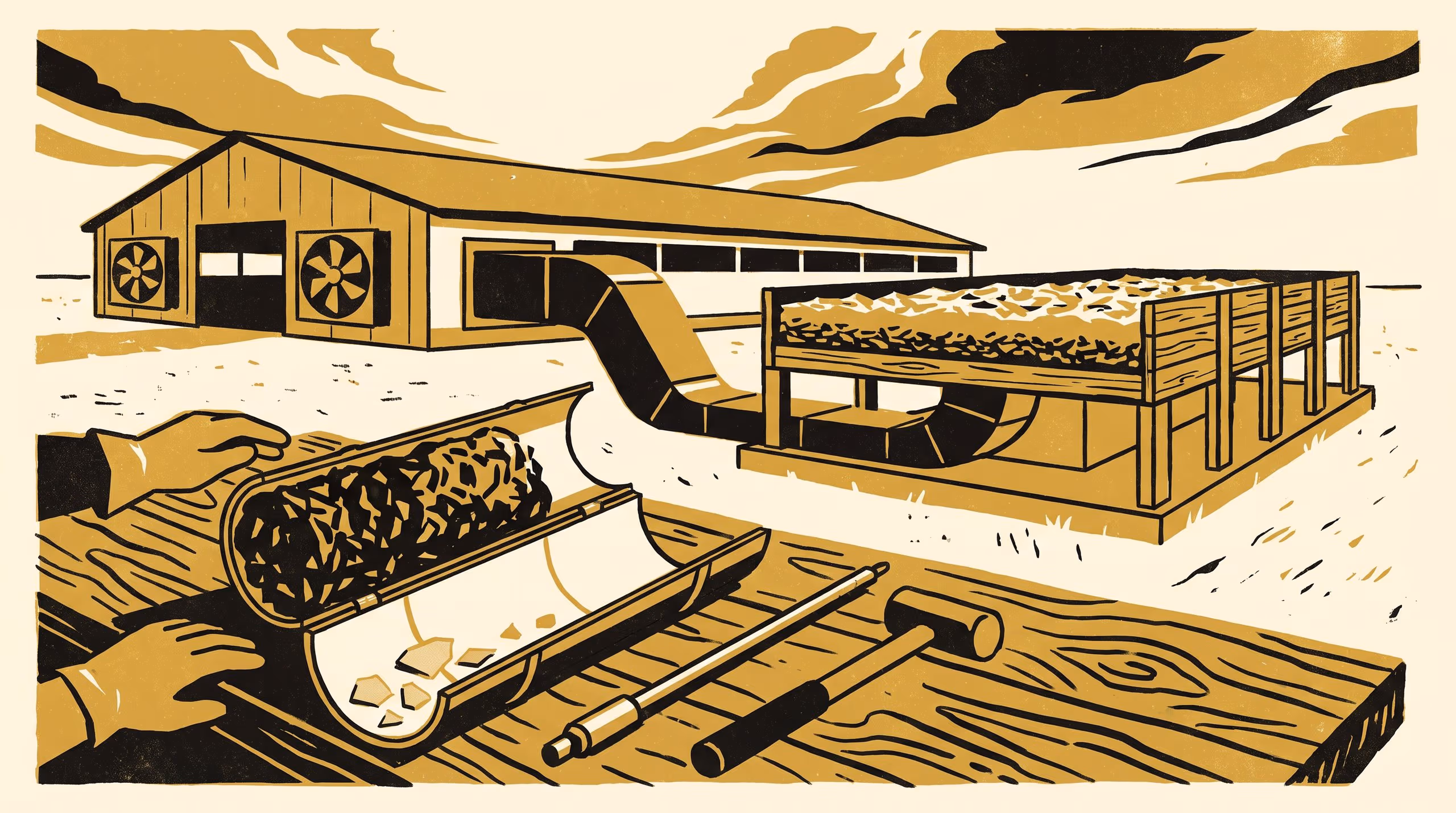Illustration for Stratified Drying and Gas Channelling in an Aged Wood-Chip Biofilter: Depth-Resolved Coring and a Two-Zone Model of Lost Ammonia Removal
