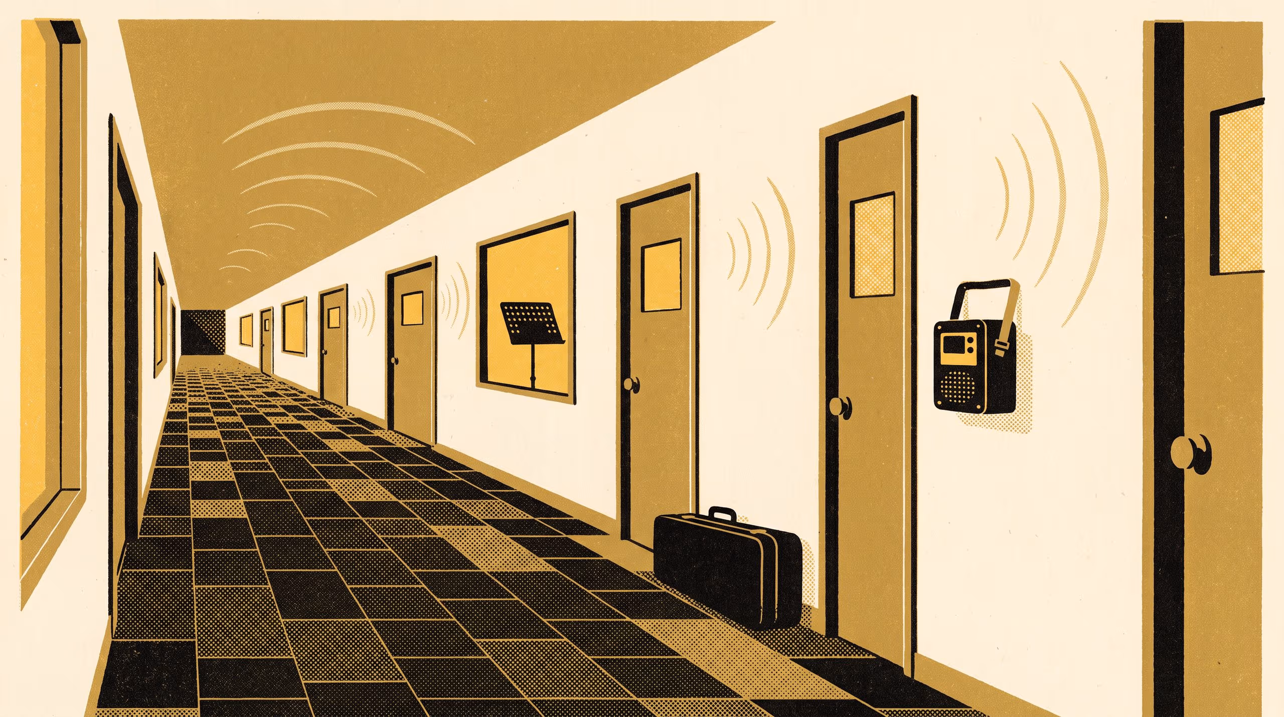 Illustration for Turn-Taking Without Partitioning: Testing the Acoustic Niche Hypothesis among Instrument Families in a Basement Practice Corridor