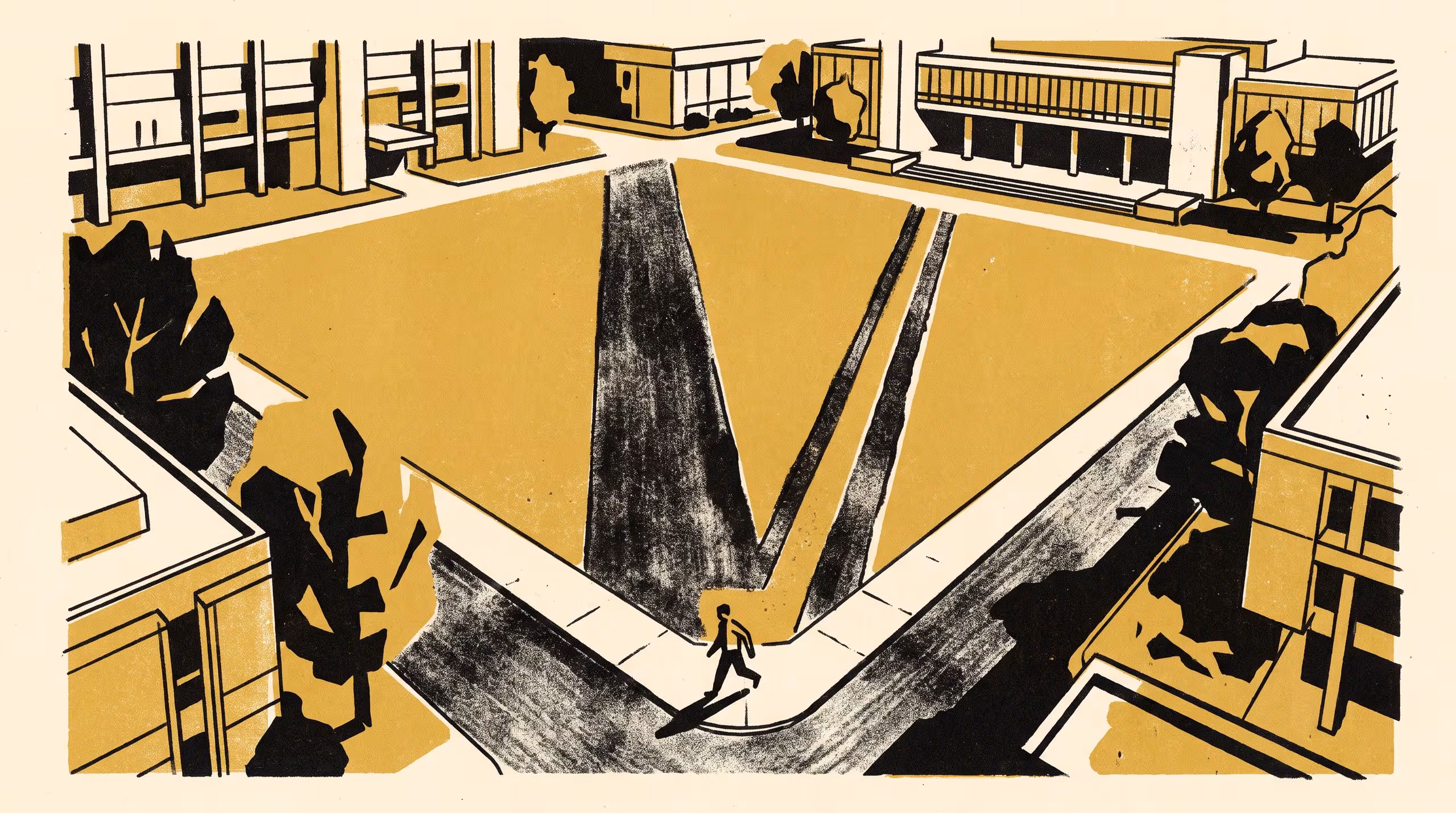 Illustration for Rerouted on Paper, Cut on the Grass: Testing Whether the Quad Wayfinding App's Routing Rollout Reduced New Desire-Path Wear, Against a Two-Term Aerial-Photo Record