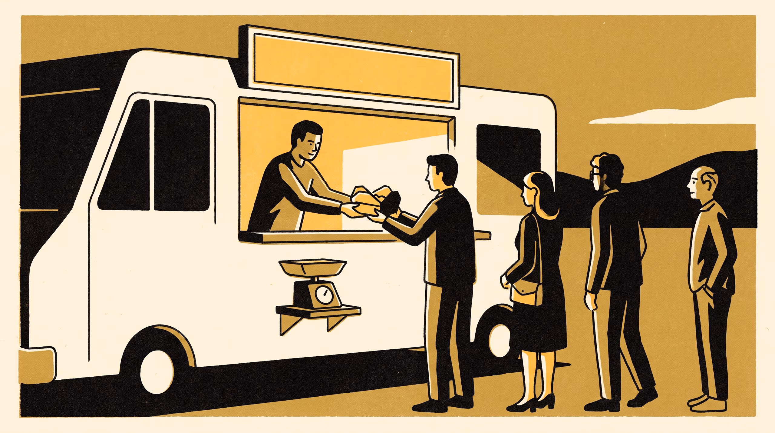 Illustration for Notes on the Last Order: A Regression-Discontinuity Study of Portion Size and Counter Chat Either Side of a Campus Lunch Van's Happy-Hour Deadline