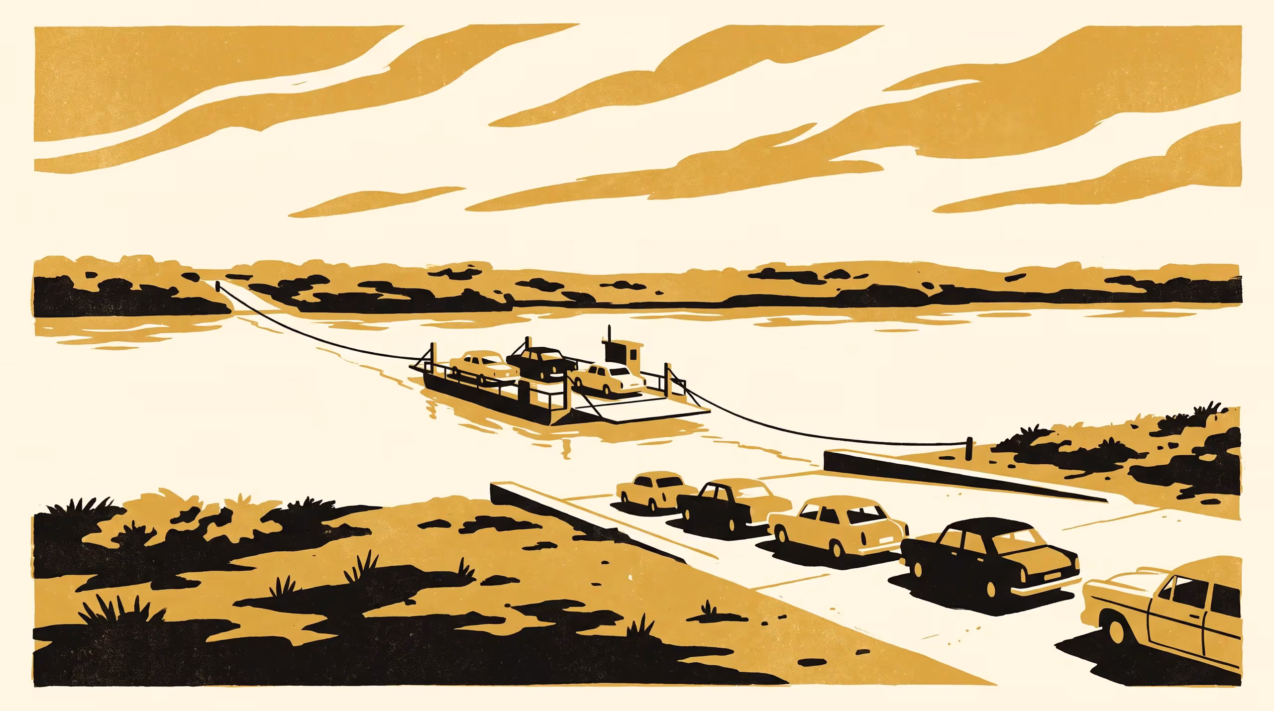 Illustration for Punctual by Timetable, Slower on the Ramp: Observed Waiting Time at Six Cable-Ferry Crossings, Three of Which Publish a Timetable So That Punctuality Can Be Reported