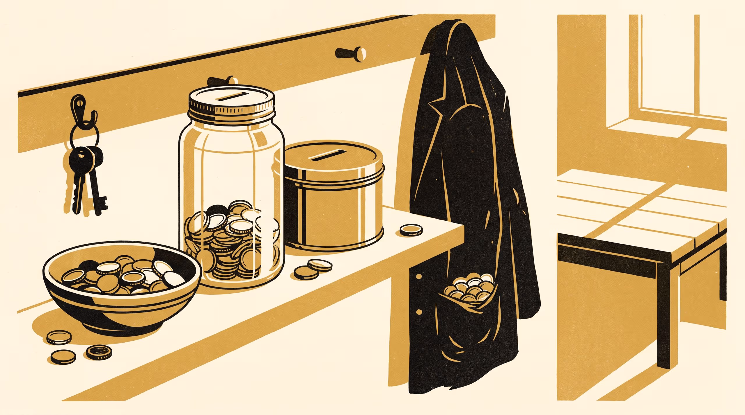 Illustration for The Loose-Change Jar as Reserve Bank: A Four-Kind Taxonomy of Household Coin Jars, Sorted by Vessel and Lid, and the Slotted-Lid Rule Now Fitted to University Petty-Cash Tins