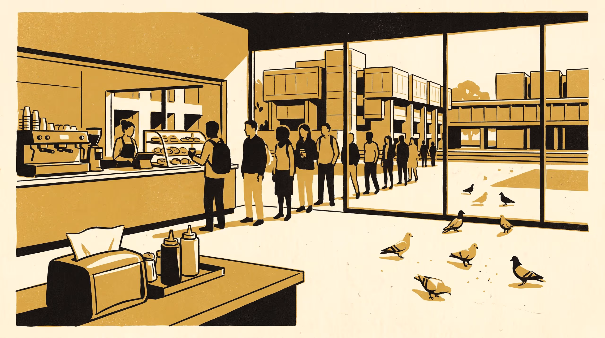 Illustration for The Napkin Dispenser as Throughput Meter: A twelve-week null at fourteen campus cafés, adopted as mandatory furniture that no roster may follow