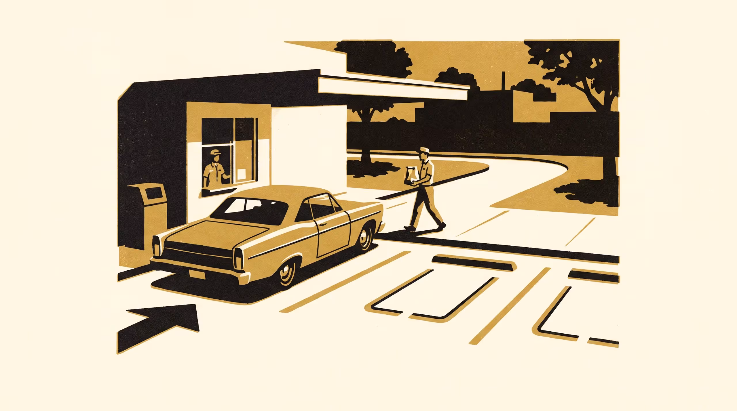 Illustration for Cleared, Not Served: A Staggered-Adoption Study of Pull-Forward Bays at 74 Drive-Through Restaurants, Re-Derived on Order-to-Handover Time