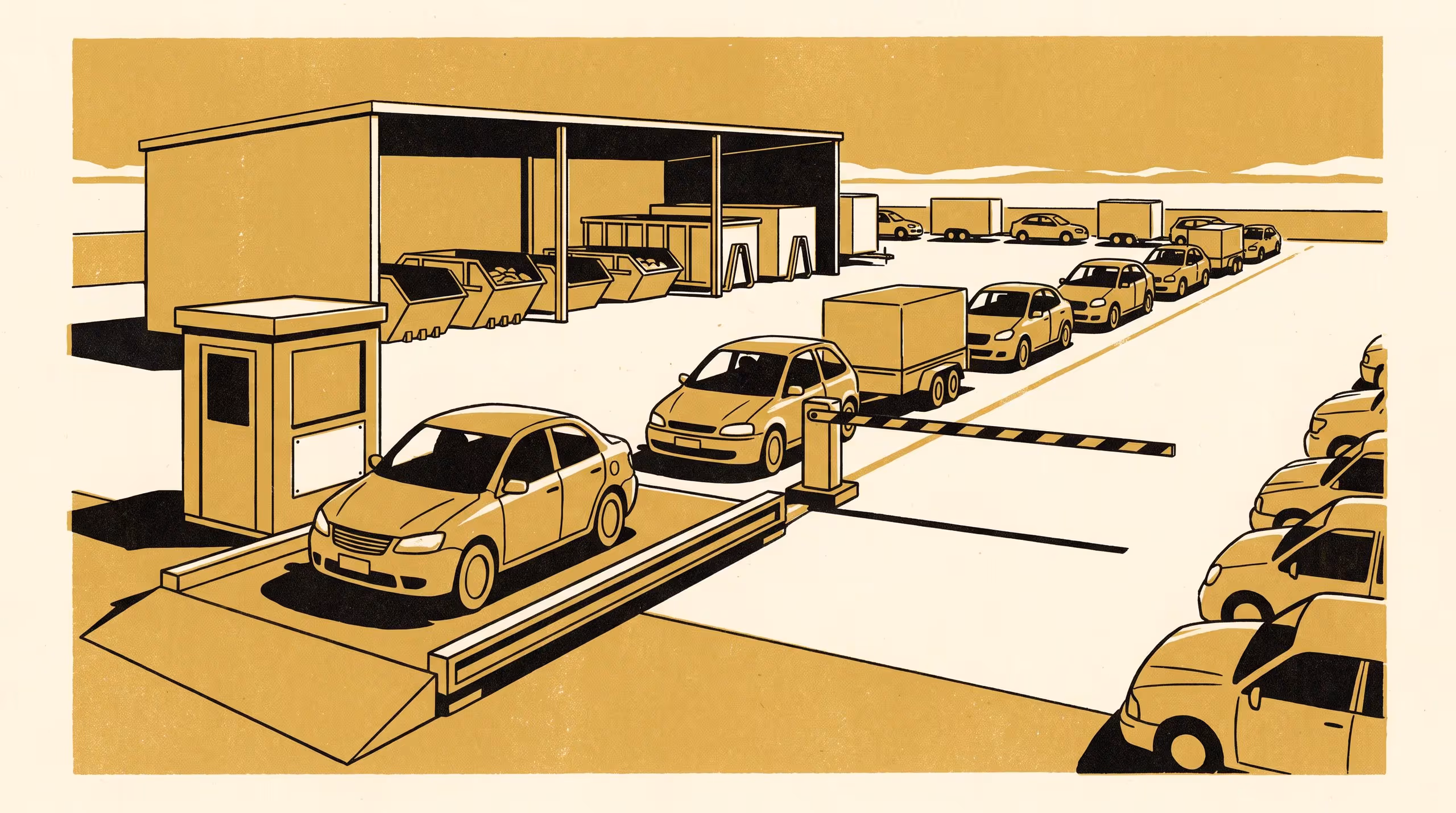 Illustration for The Weighbridge Sets the Ceiling: A Discrete-Event Feasibility Analysis of Saturday Queueing at a Council Waste Transfer Station, Against a Standard Calibrated on Weekday Arrivals