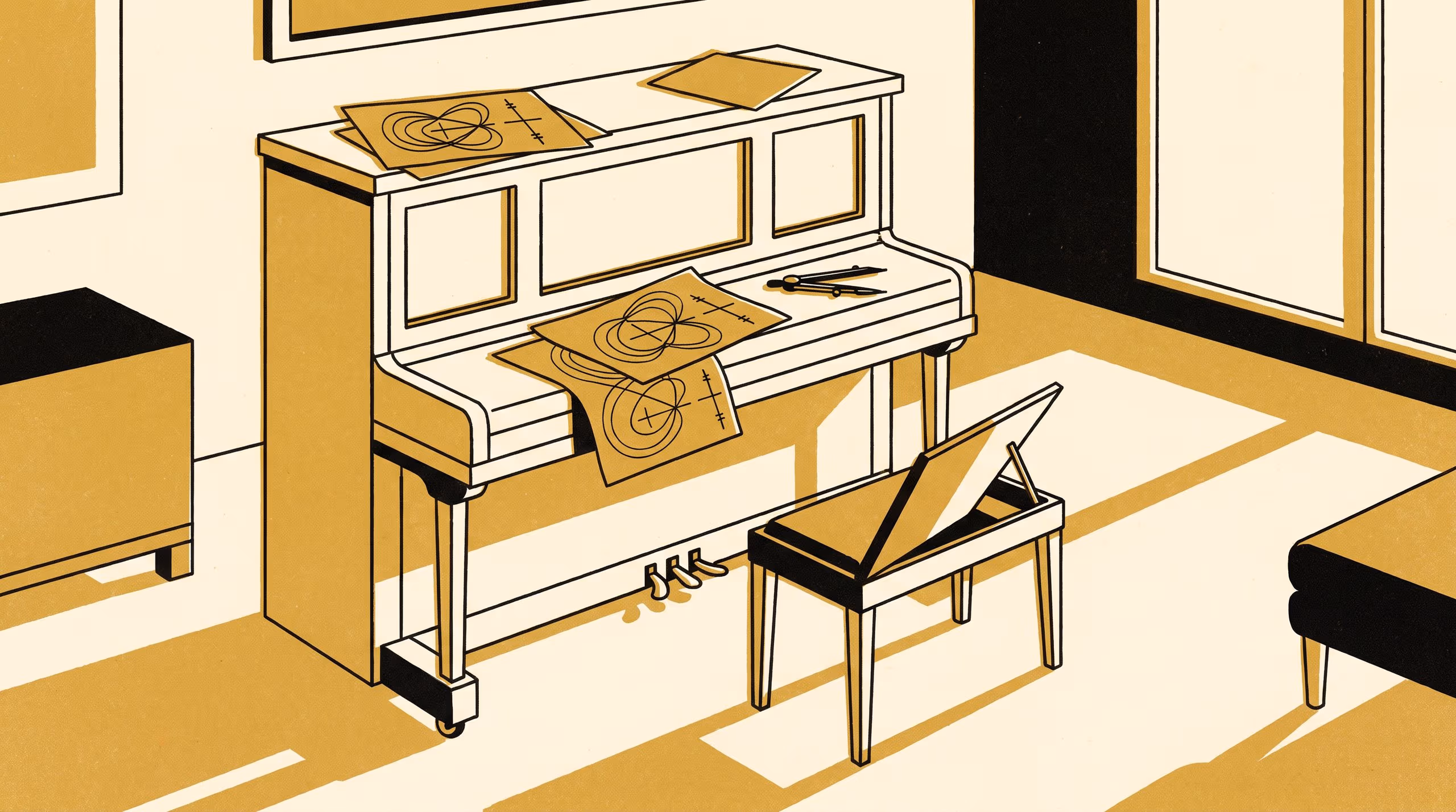 Illustration for Nothing Twice: Univalence as a Compositional Rule in an Anonymous Cycle of Disc-Notated Keyboard Studies
