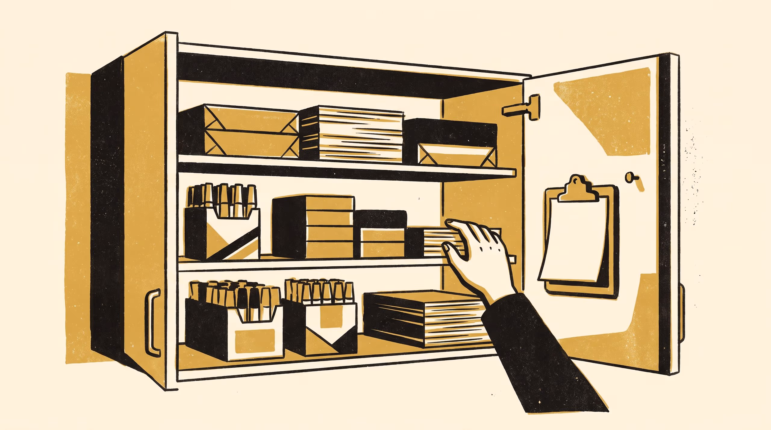 Illustration for Funding the Runner-Up Cuts Complaints, Not Shortages: A single-floor case study of a stationery cupboard's top-up fund, in case-method register with a teaching note on incentive design