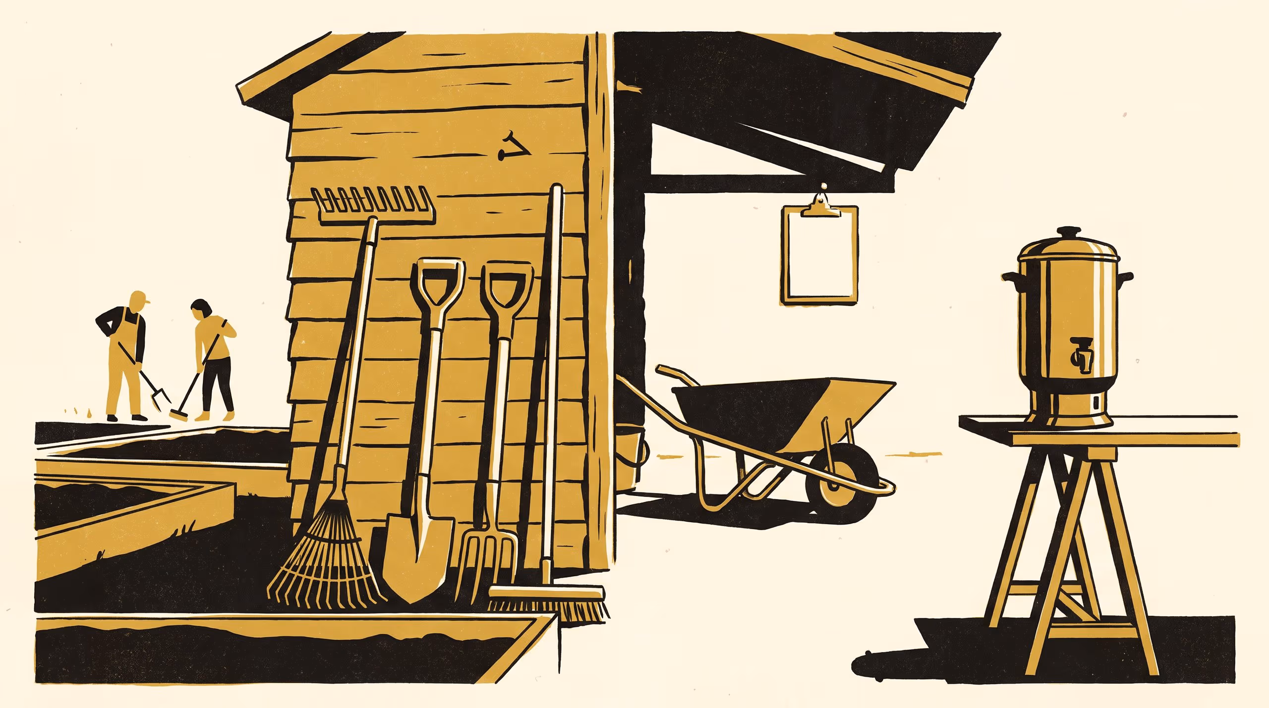 Illustration for Seen With a Rake: An Interview Study of How Nineteen Allotment-Society Volunteer Coordinators Decide Who Came to the Working Bee