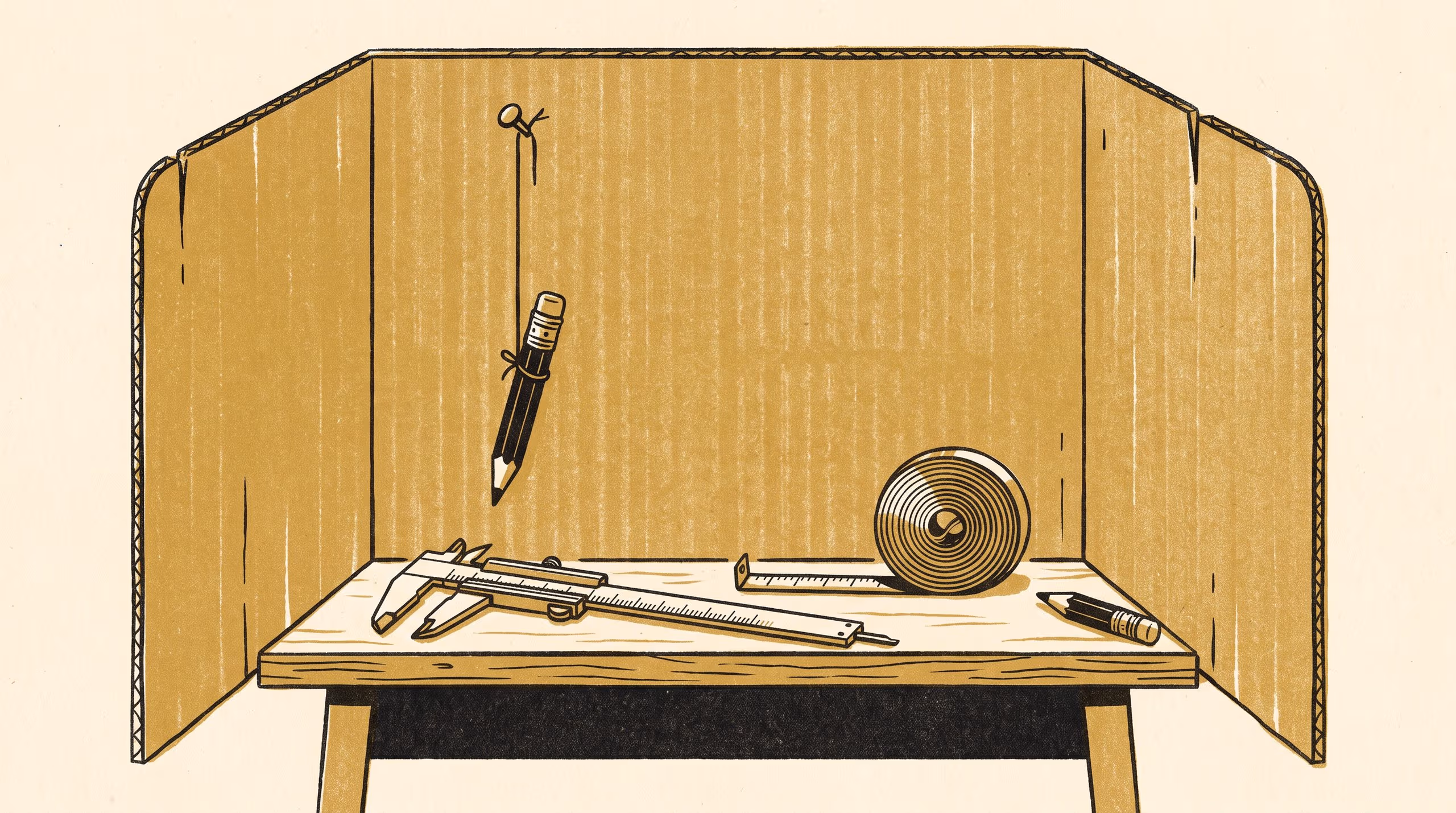 Illustration for 'Pencils Provided': Stub and Tether Lengths in 1,122 Shire Polling-Place Voting Booths, and the Retirement Threshold and Fit Standard Drawn From Them