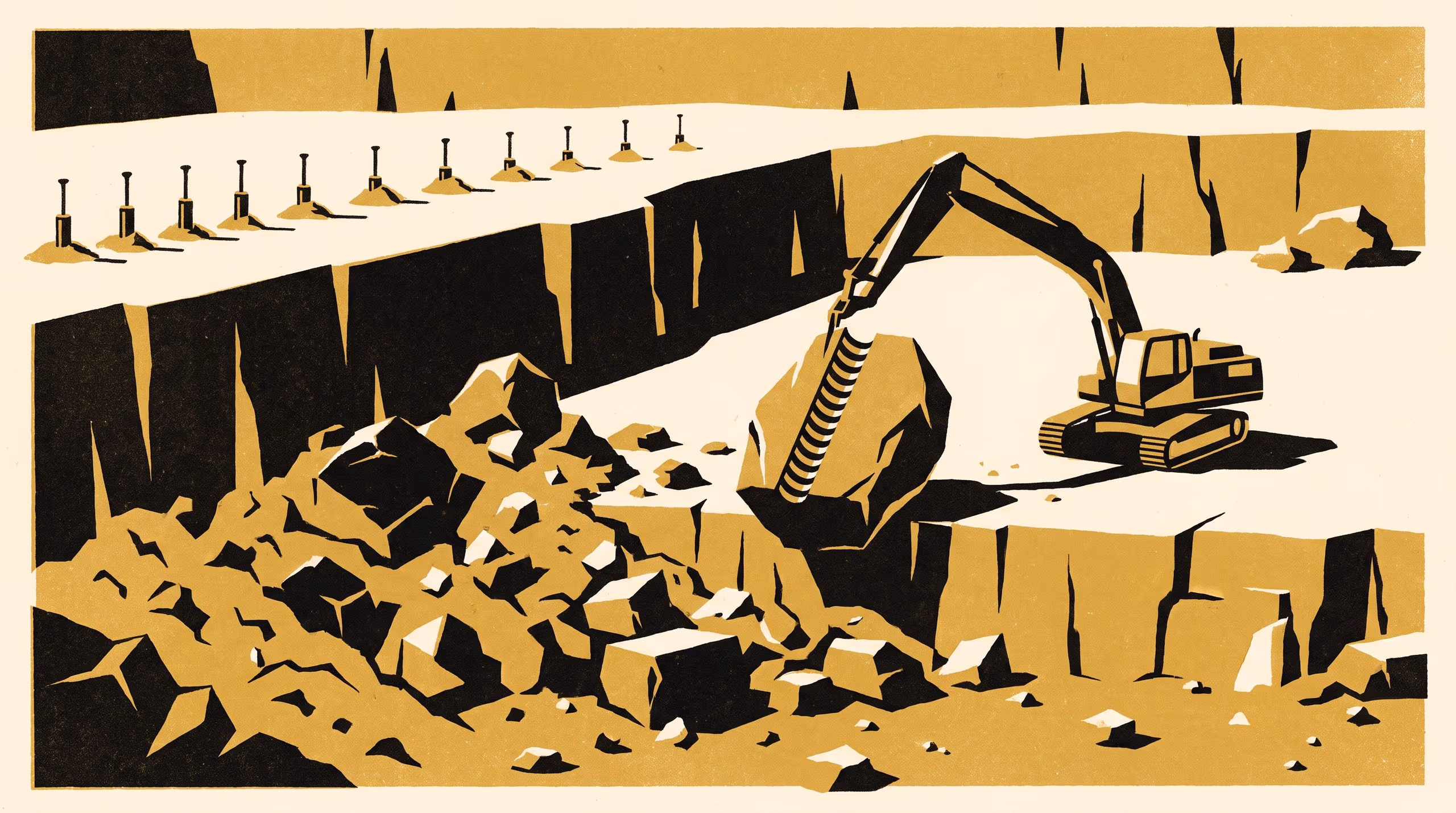Illustration for Where the Oversize Comes From: Tracing Boulders to the Uncharged Collar of a Dolerite Bench Blast