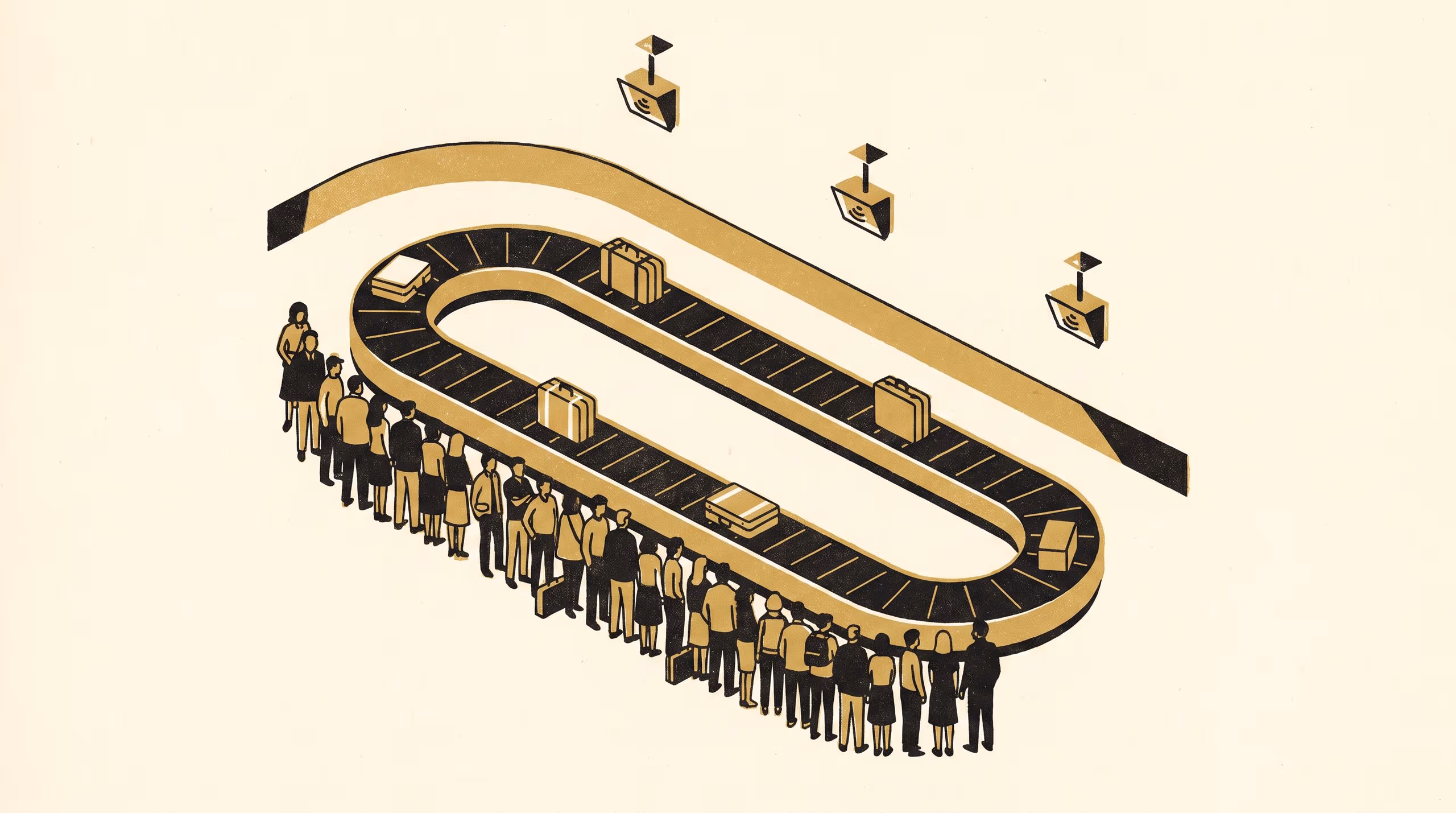 Illustration for Reclaim Hall B and the Stand-Back Line: A Twelve-Month Depth-Sensing Case Study of Standoff Distance at a Regional Airport Baggage Carousel
