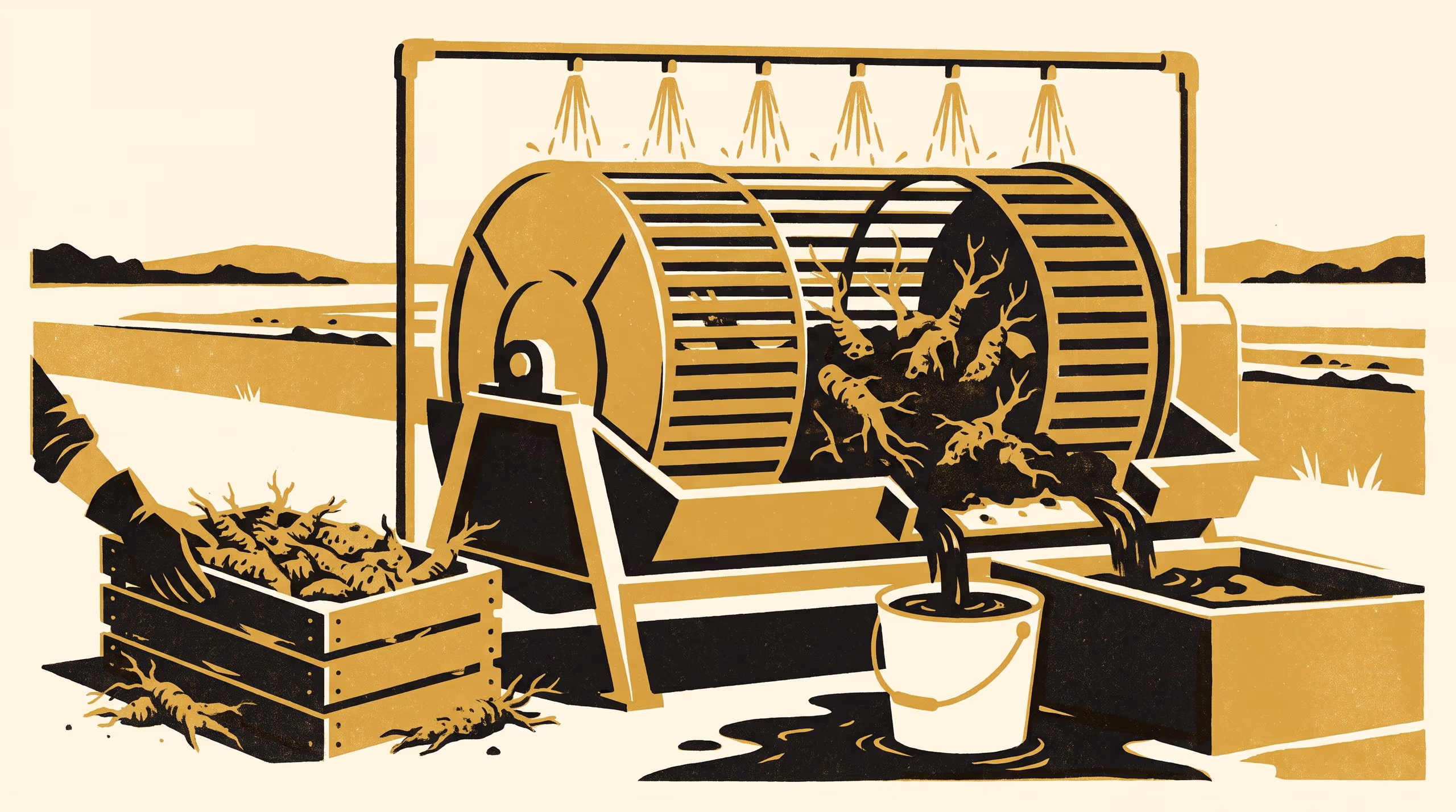 Illustration for What the Wash Takes: Drum-Wash Time, Acid-Insoluble Ash and Water-Soluble Extractive in a Root Drug Lifted from a Sandy Bed and a Clay Bed