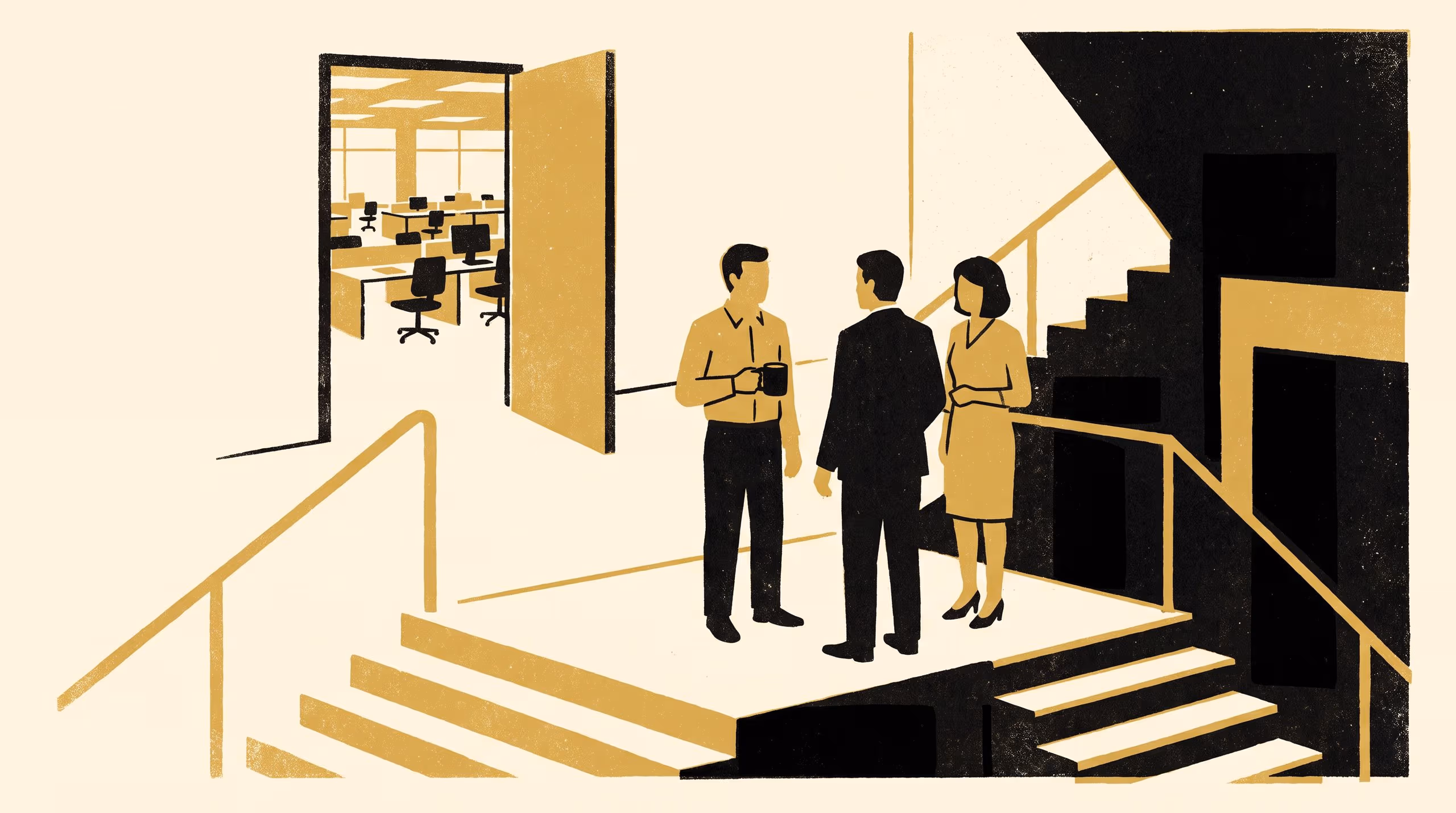Illustration for Towards a Stairwell that Counts as a Meeting: Interview accounts of where the stand-up goes