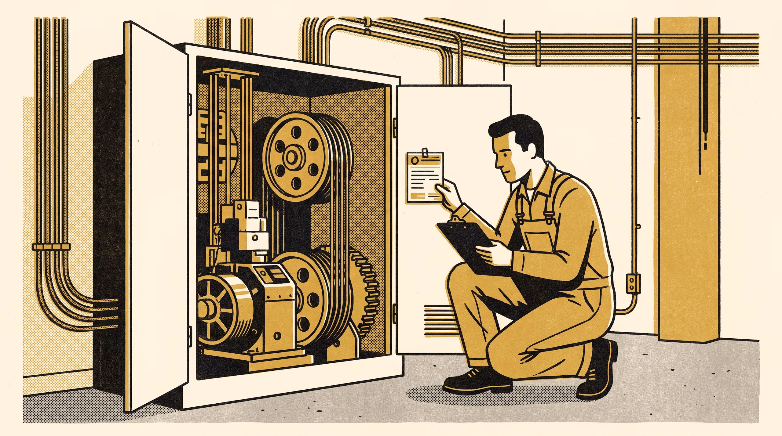 Illustration for The Sticker Knew the Date: Lift Inspection-Certificate Currency Against Recorded Breakdown and Entrapment Events Across a 74-Building Portfolio