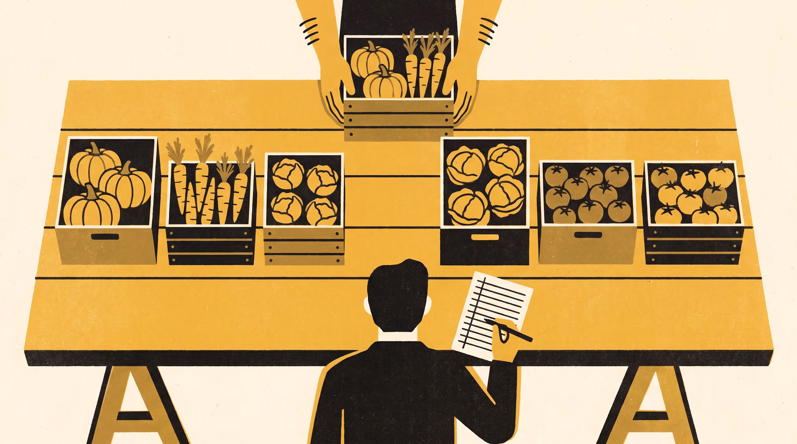 Illustration for A Bradley–Terry Model of the Produce Swap Table: Latent desirability from 2,148 take-or-leave decisions across eleven monthly swaps