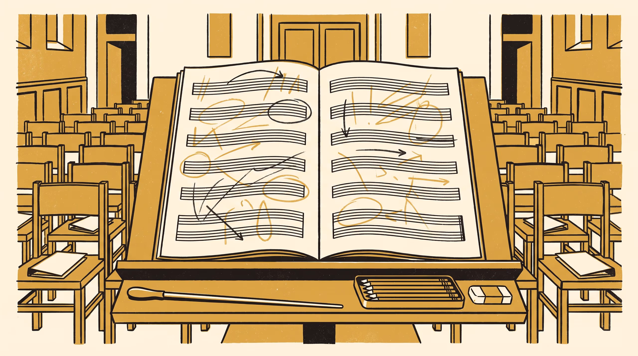 Illustration for The Case for Leaving the Pencil In: A teaching case on inherited annotation in one community choir's score folder