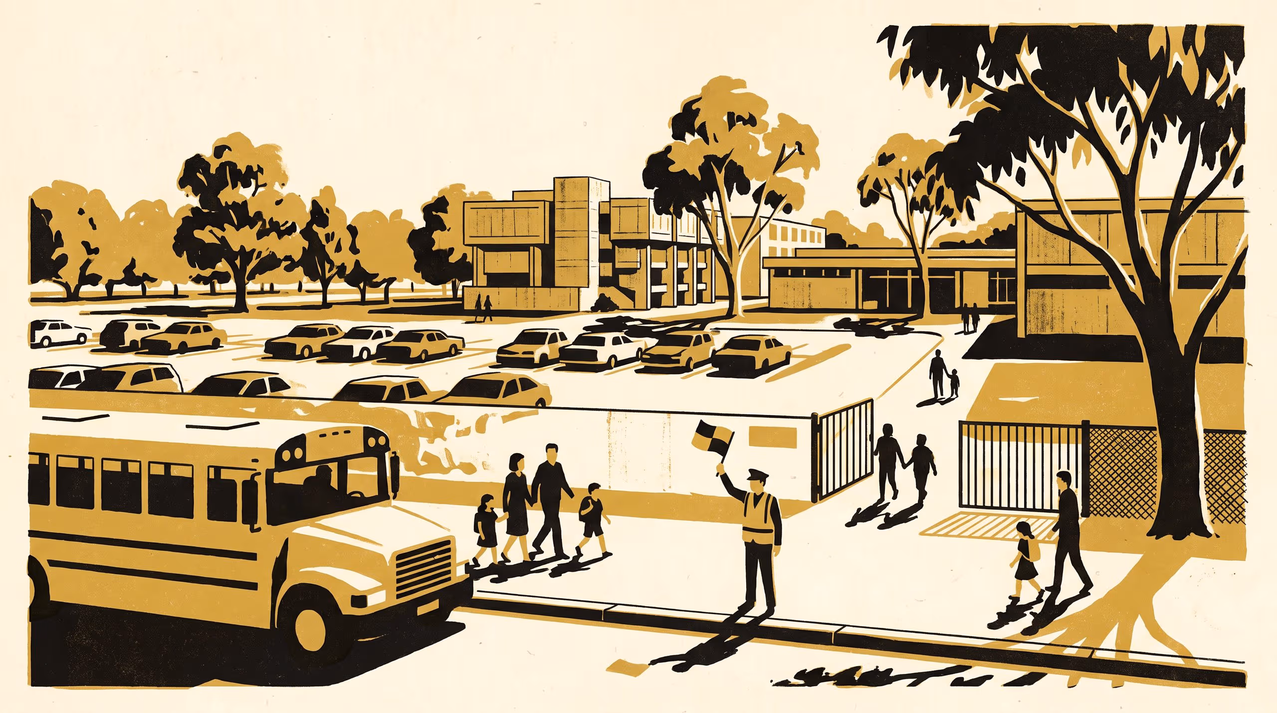 Illustration for CURB: Coordinated Uniform Release Buffer for school car parks and kerbside bus stops