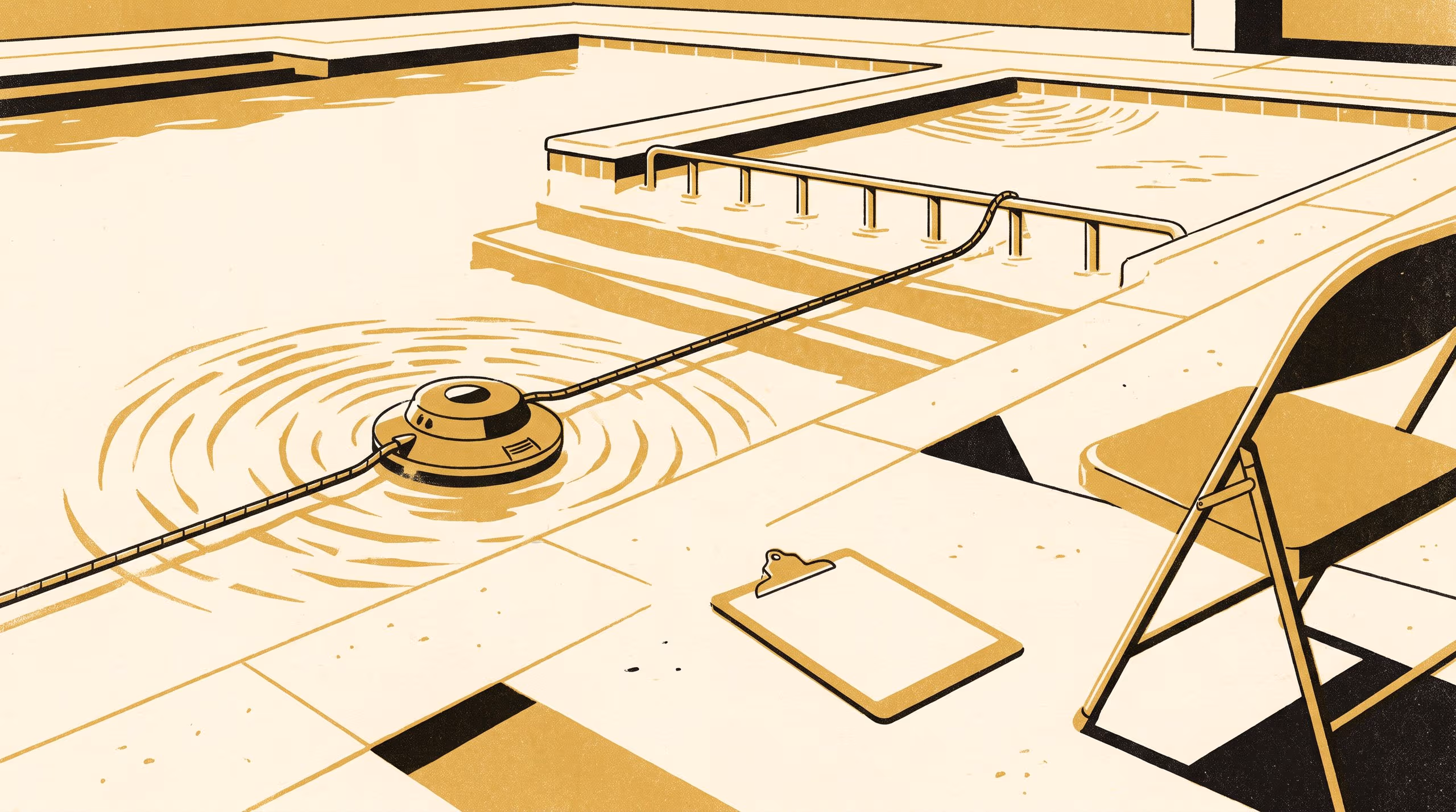 Illustration for Filed, Not Fixed: Robotic Pool-Skimmer Exclusion-Zone Redraws Against Incident-Report Volume and Rostered Supervision