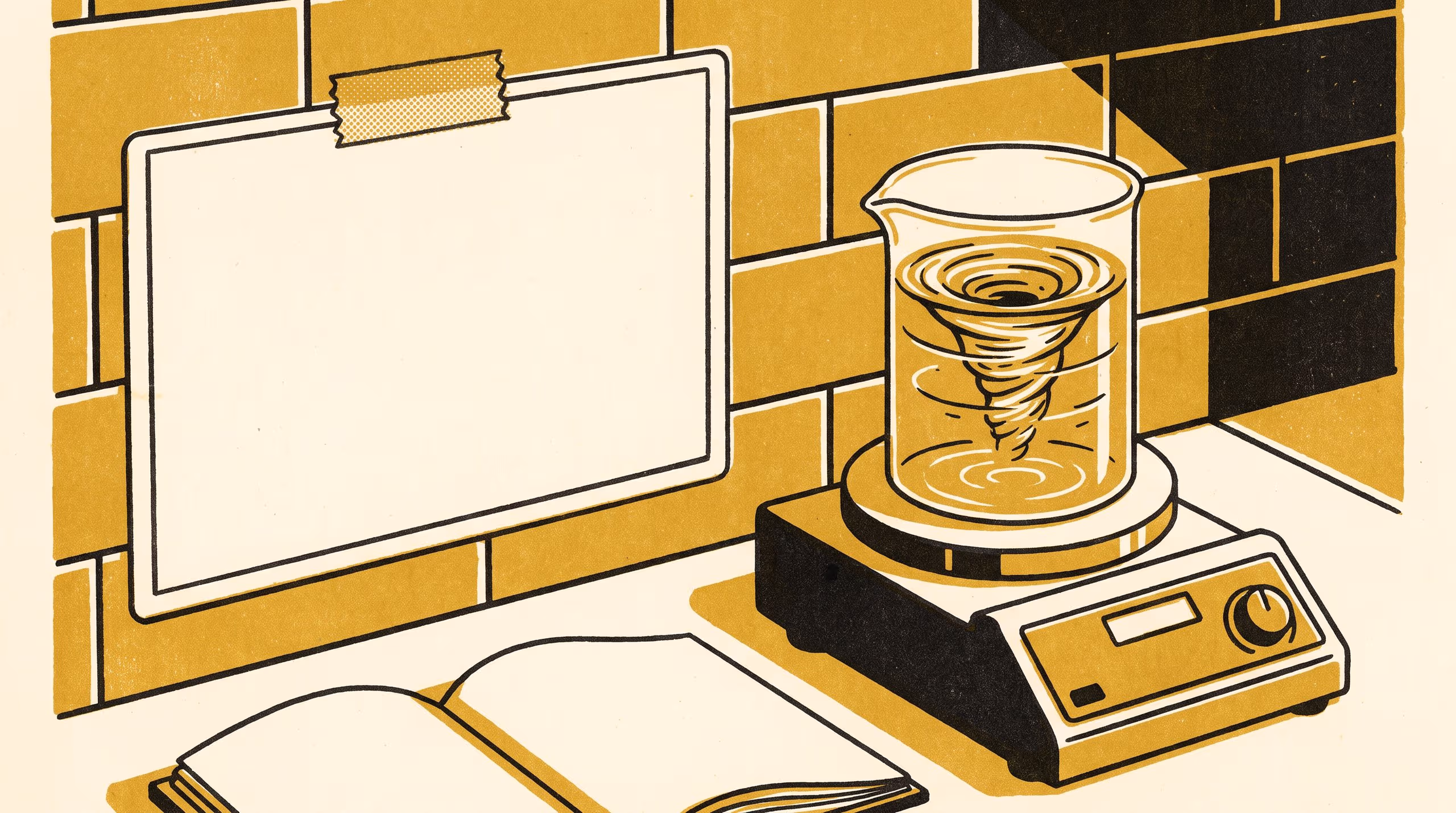 Illustration for Until It Clears the Vortex: A critical edition of one laboratory's zeolite synthesis recipe, from its 23 notebook witnesses
