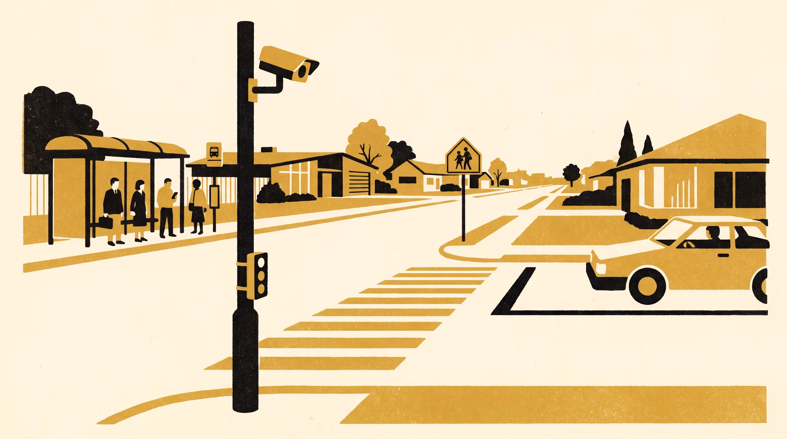 Illustration for The Crossing Conduct Index Sets Next Term's Signal Timing: A four-quadrant conduct score recorded at bus-stop and school-gate crossings, now binding each site's signal hold for the term
