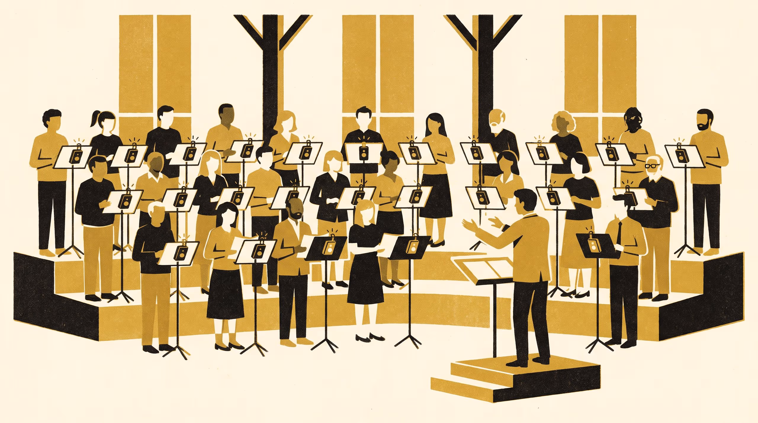 Illustration for GLIM: A Green-Light Intonation Monitor for Choir Risers, and the Placement Rule It Now Feeds