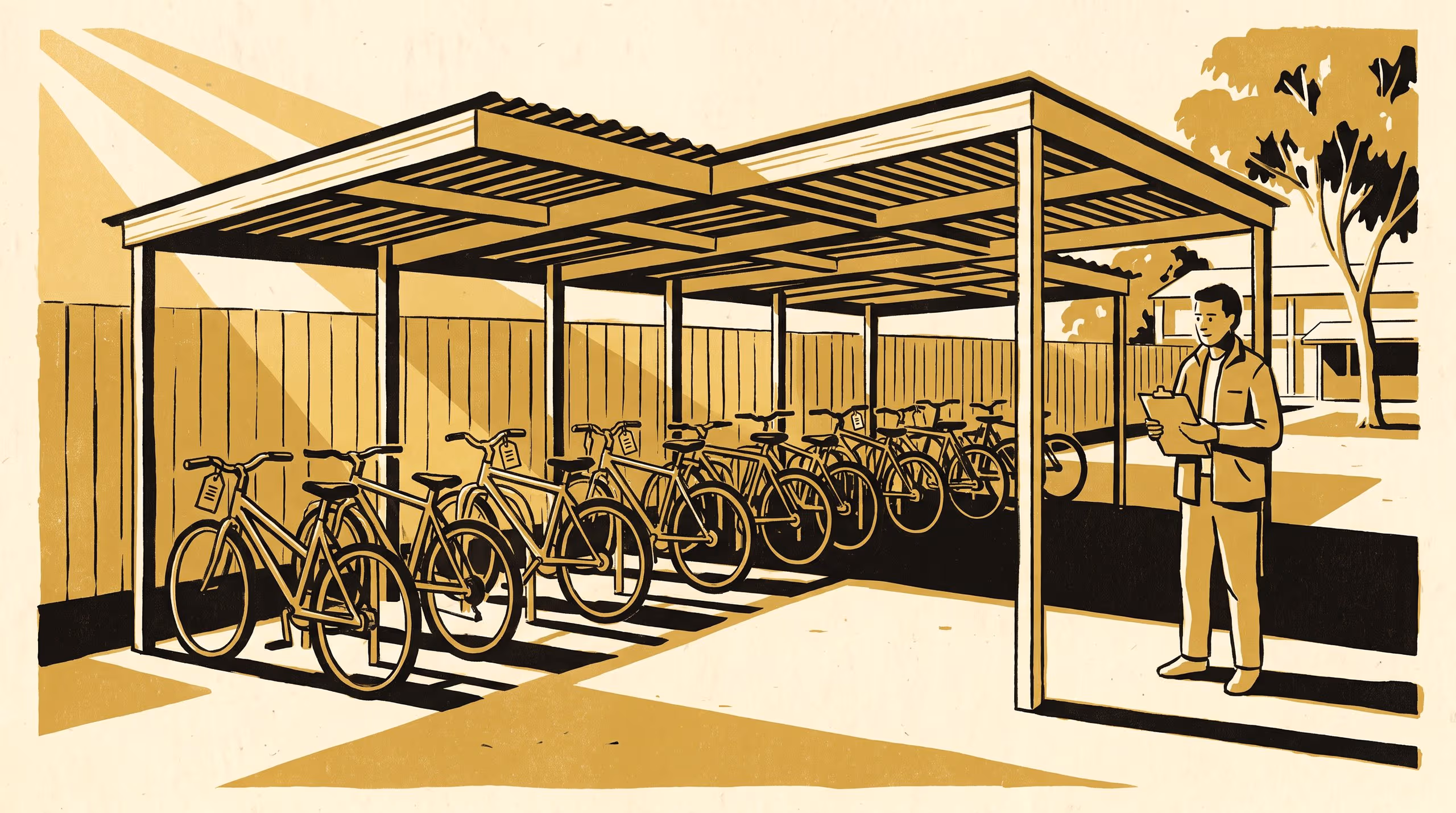 Illustration for By the Second Week of Term, the Chalk Marks Had Become Property Lines: A Single-Site Case Study in the Hardening of a Bicycle Shed's Hand-Drawn Bay-Claim System