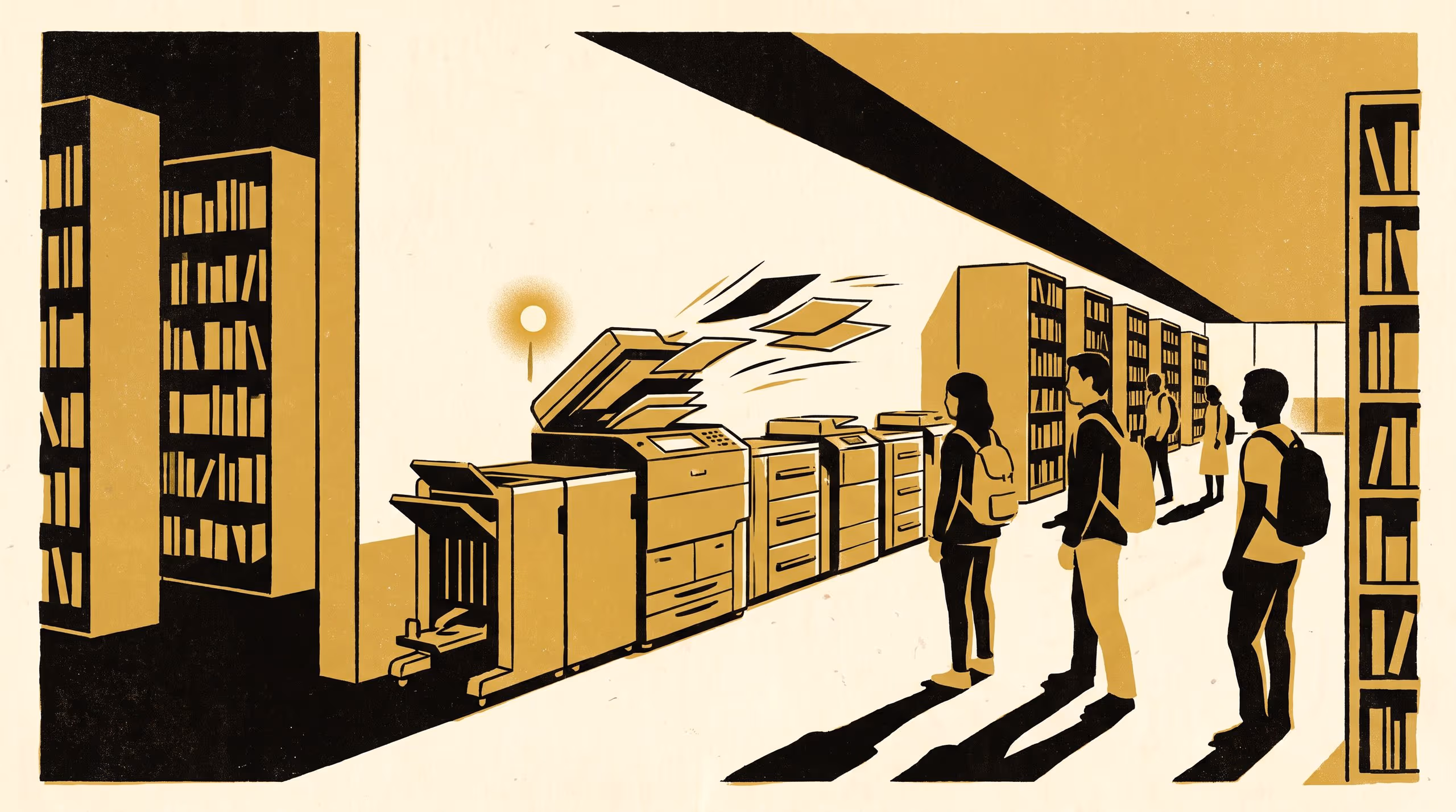 Illustration for The Two-Lane Printer: Can a Language-Model Query Router Shorten a Library Print Queue?