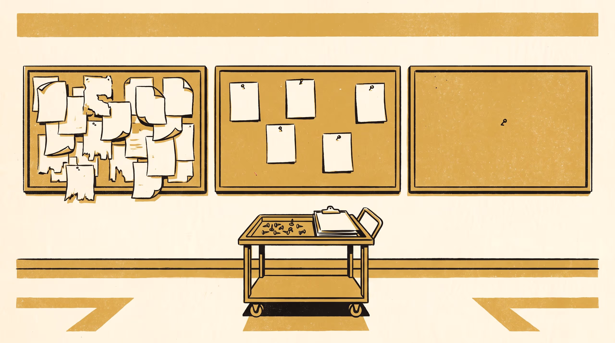 Illustration for Still Up After the Open Day: A five-level pin-hygiene maturity model for student-union corkboards, scored walk by walk