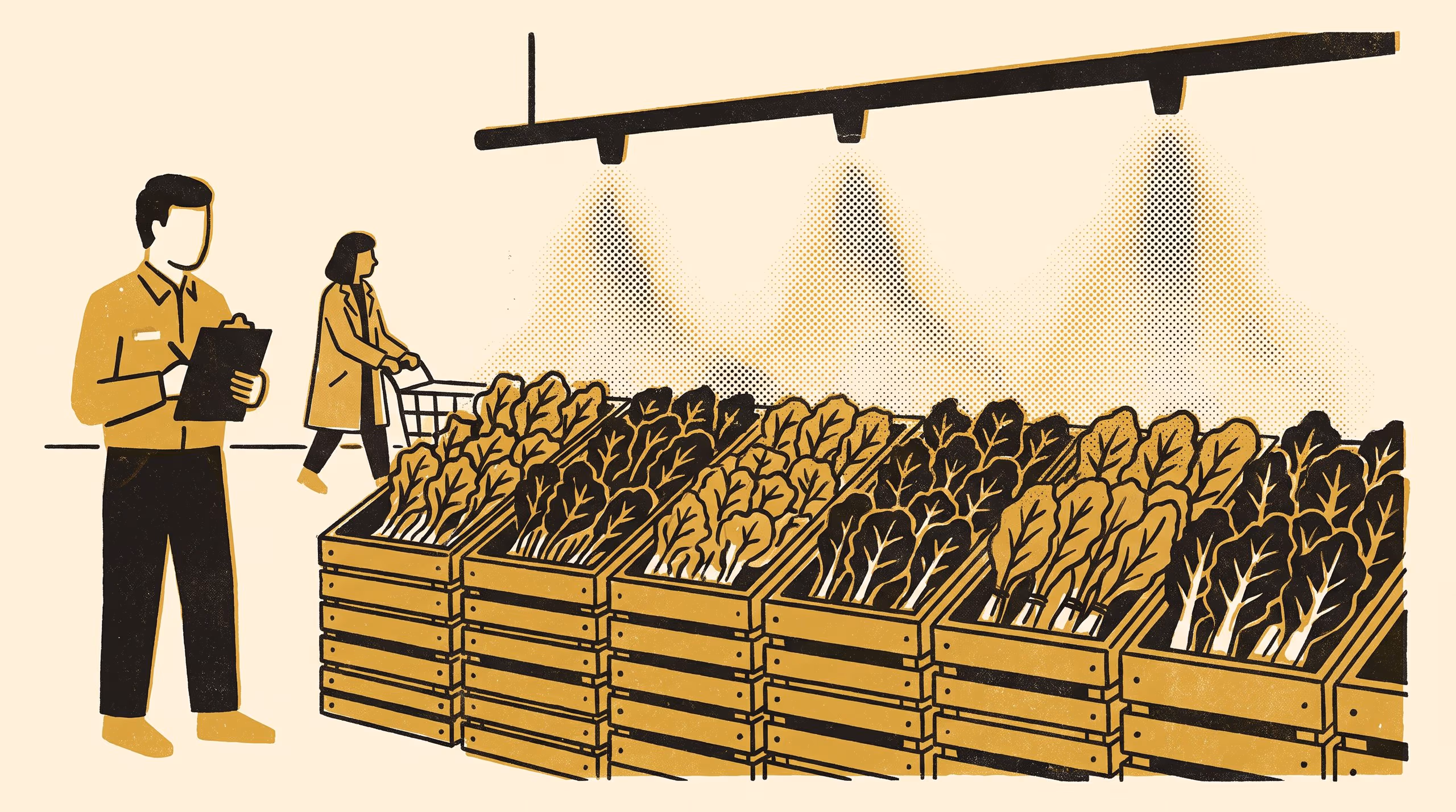 Illustration for Measuring the Mist: A Twenty-Six-Week Alternating-Weeks Trial of the Produce Mister Over the Leafy Greens, Four Stores