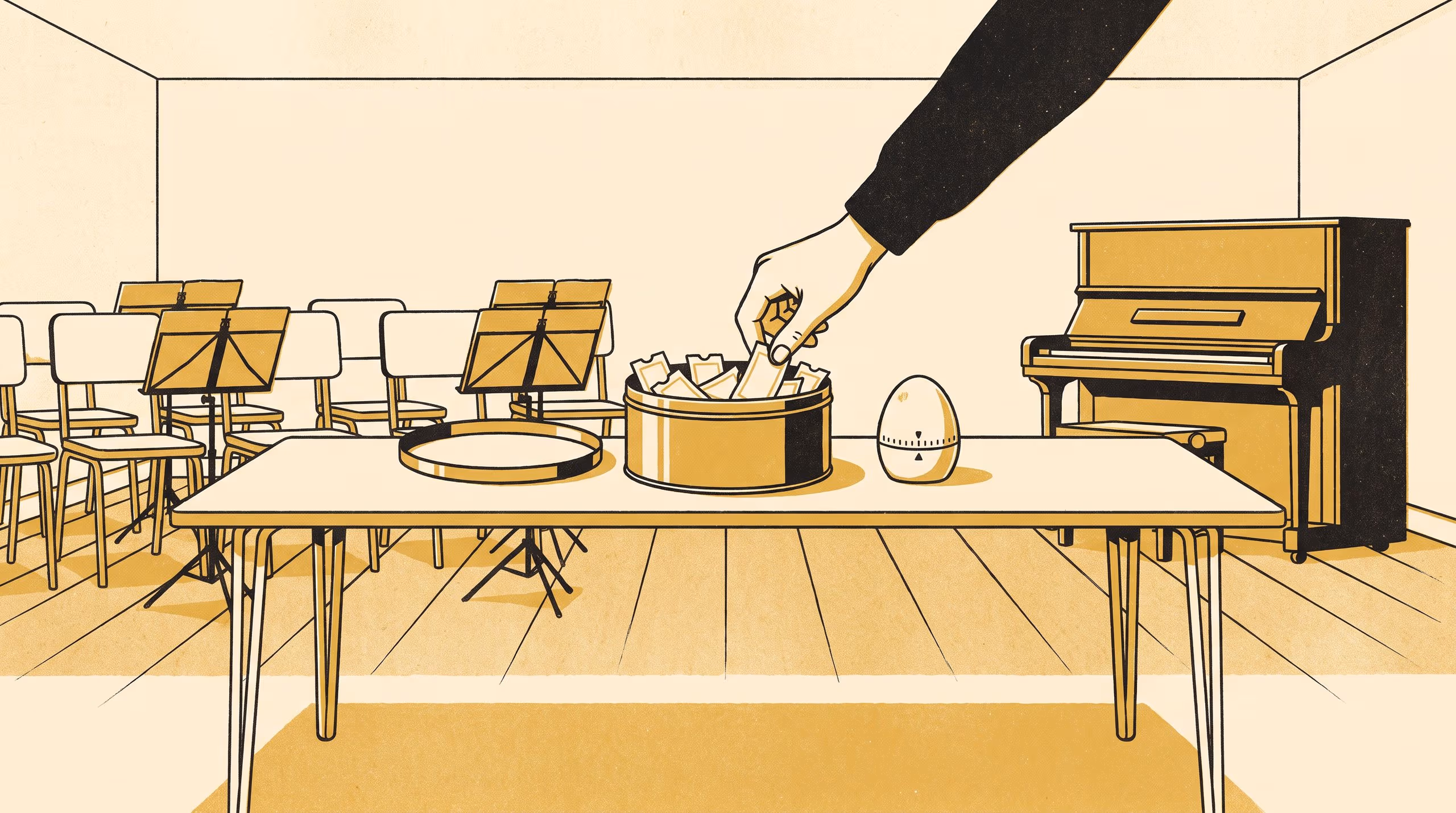 Illustration for Ten Seconds, Minuted: A Single-Site Case Study of a Community Choir's Raffle Tin, and the Draw Rule It Produced
