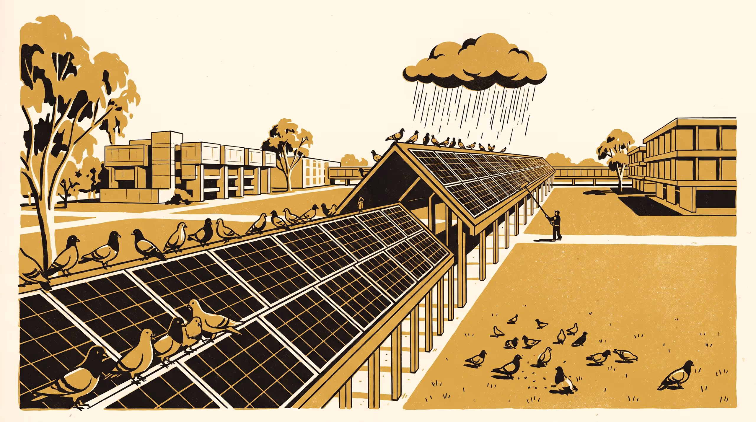Illustration for Was It Really Only the Rain?: A failed replication of the quarterly-wash null on pigeon-roosted campus roofs