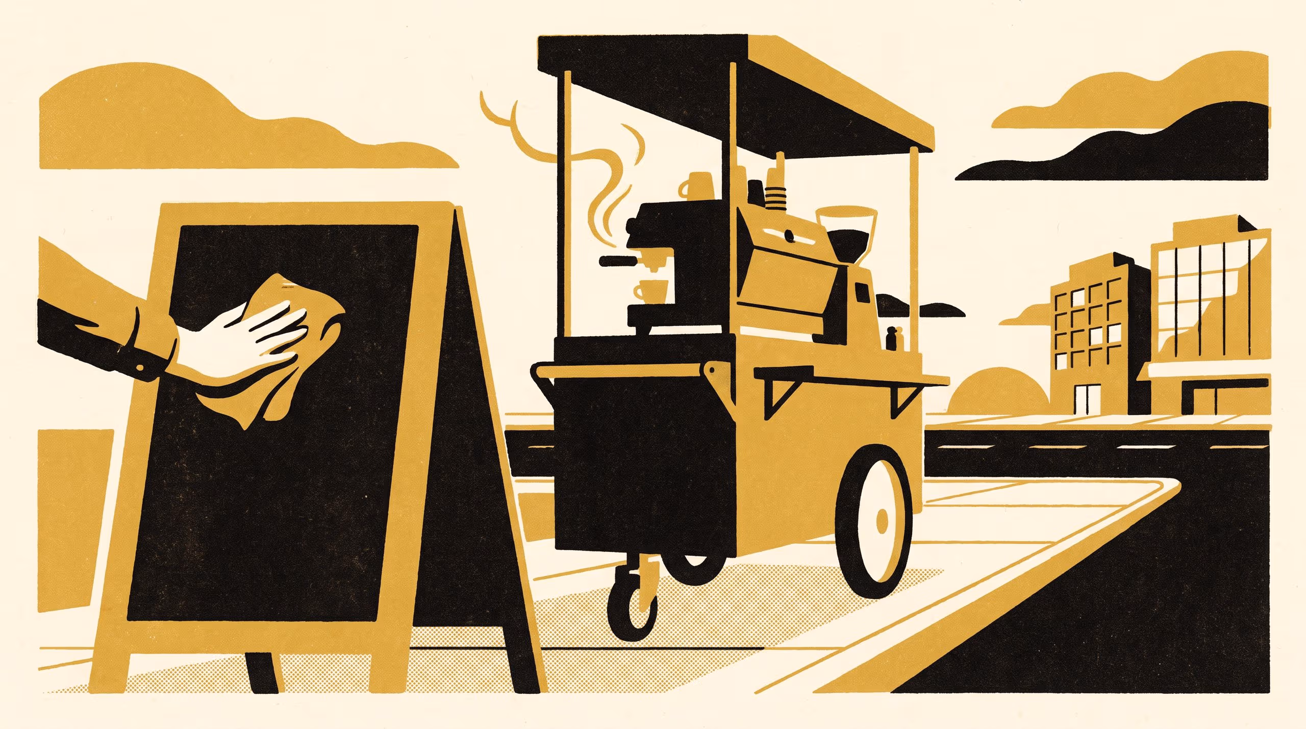 Illustration for Sticky on the Way Down: An Event-Study of Flat-White Price Adjustment at One Office-Precinct Coffee Cart
