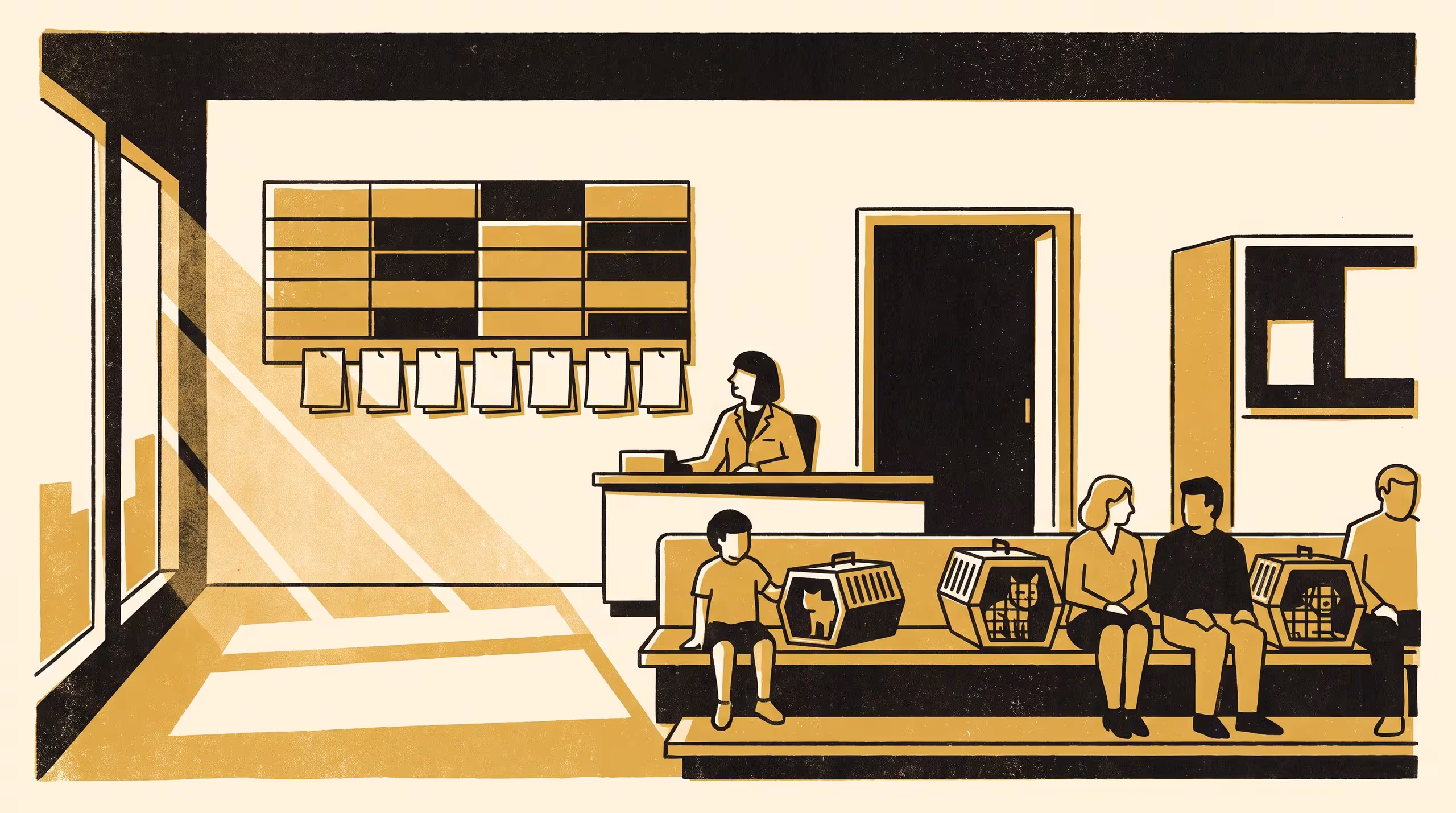 Illustration for Posted, Not Called: A Season-Long Taxonomy of Why a Suburban Vet Clinic's Queue Board Misorders Its Own Patients