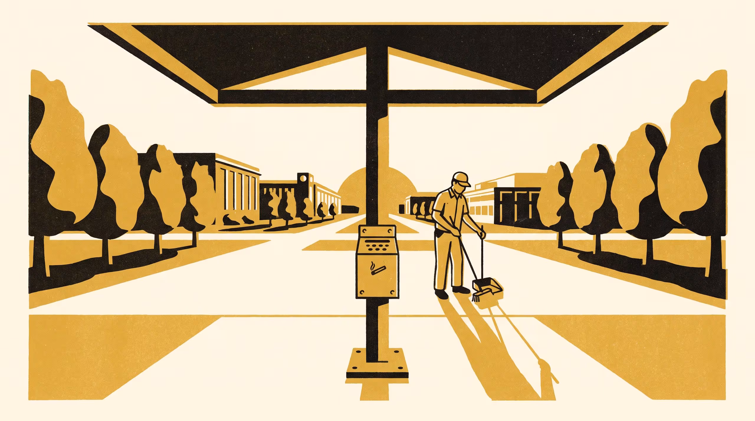 Illustration for One Bin, Fewer Butts: Auditing a Smoking Shelter's Falling Butt Count Against an Independent Campus-Wide Sweep