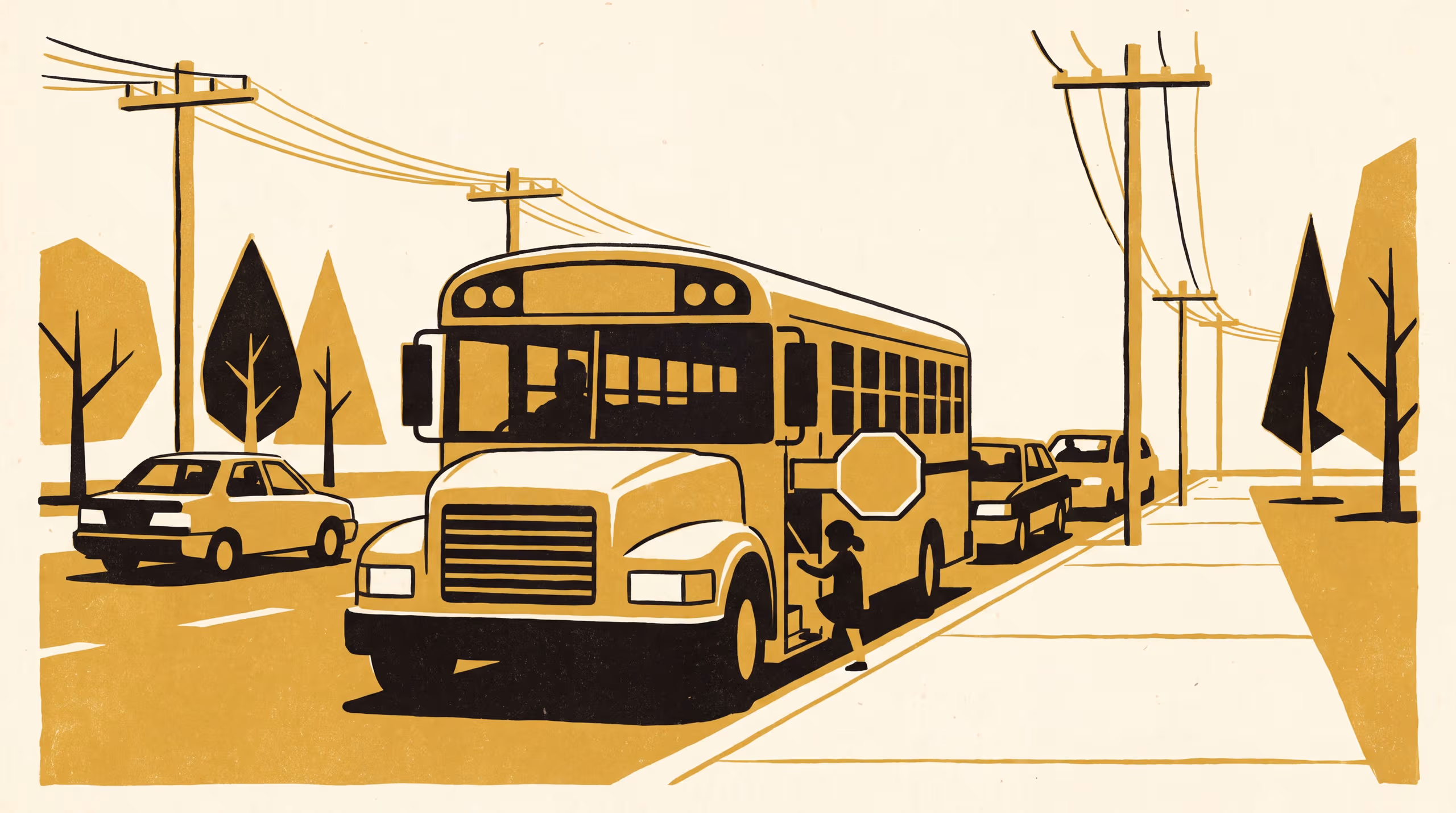 Illustration for Boarded, Not Cleared: A clearance scorer that holds the school-bus stop-arm until a following-car budget is spent