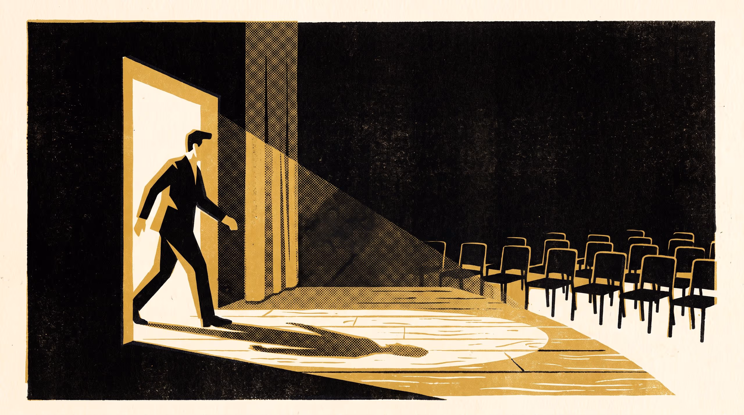 Illustration for CUE: Cast Unstructured Entrance, a vernacular call-register for amateur dramatics