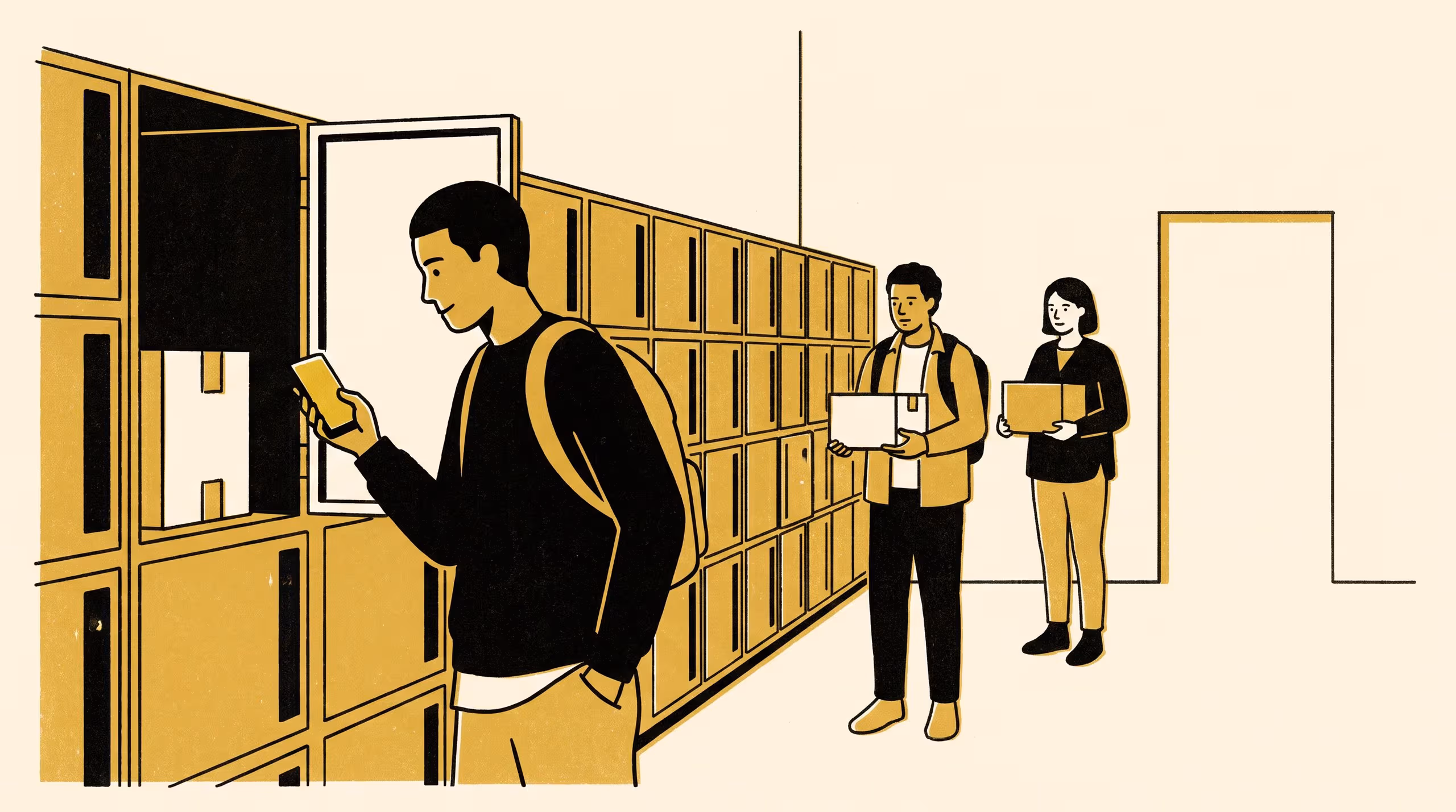 Illustration for Locker Ping: Design and a Six-Week Field Deployment of an Automated Collection-Reminder System for the Campus Parcel-Locker Bank