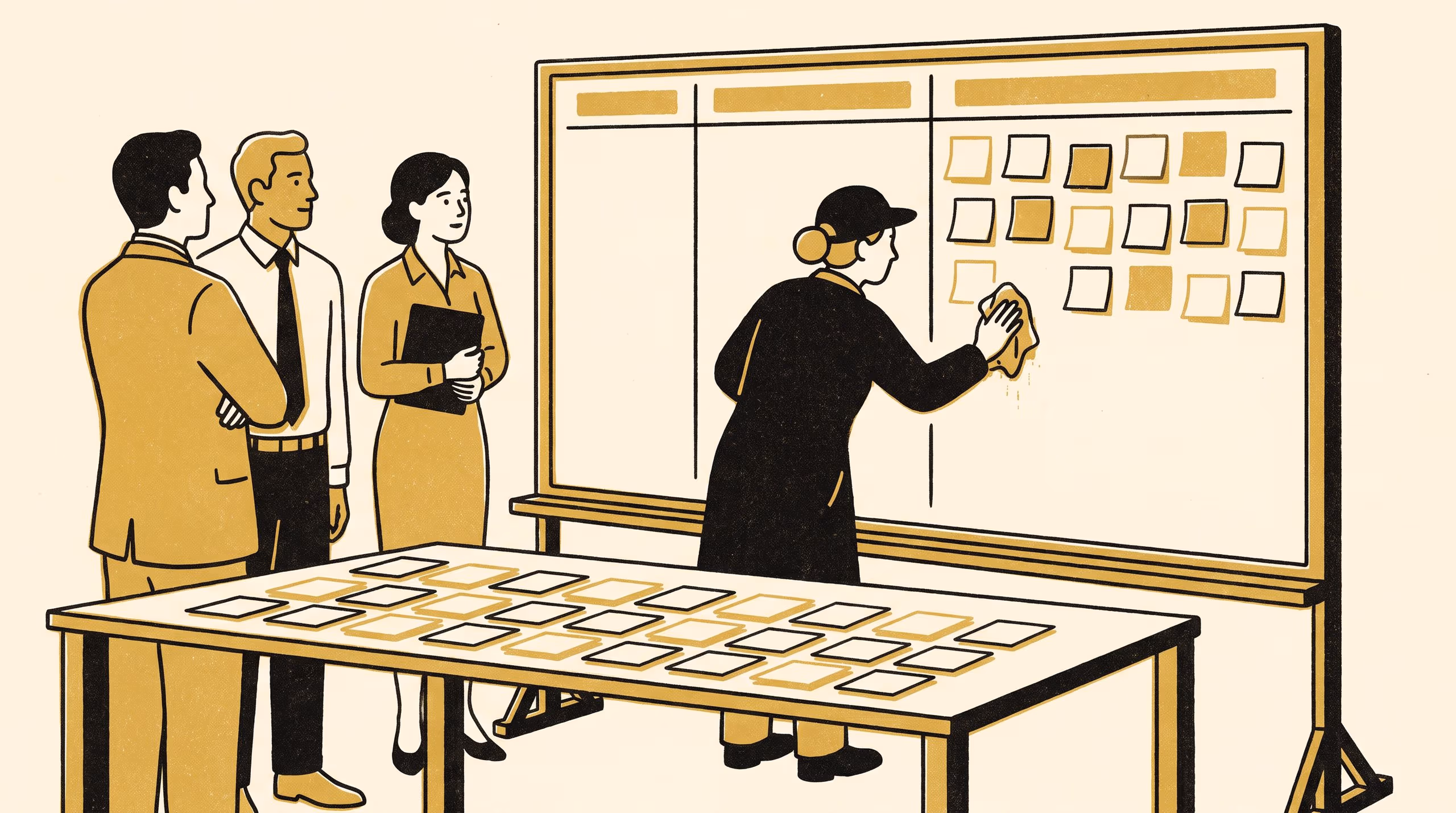 Illustration for "Until Friday, Obviously": A Pre-Registered Replication of the Withheld-Feedback Round on the Stand-Up Board's Parking Lot, 14 Teams