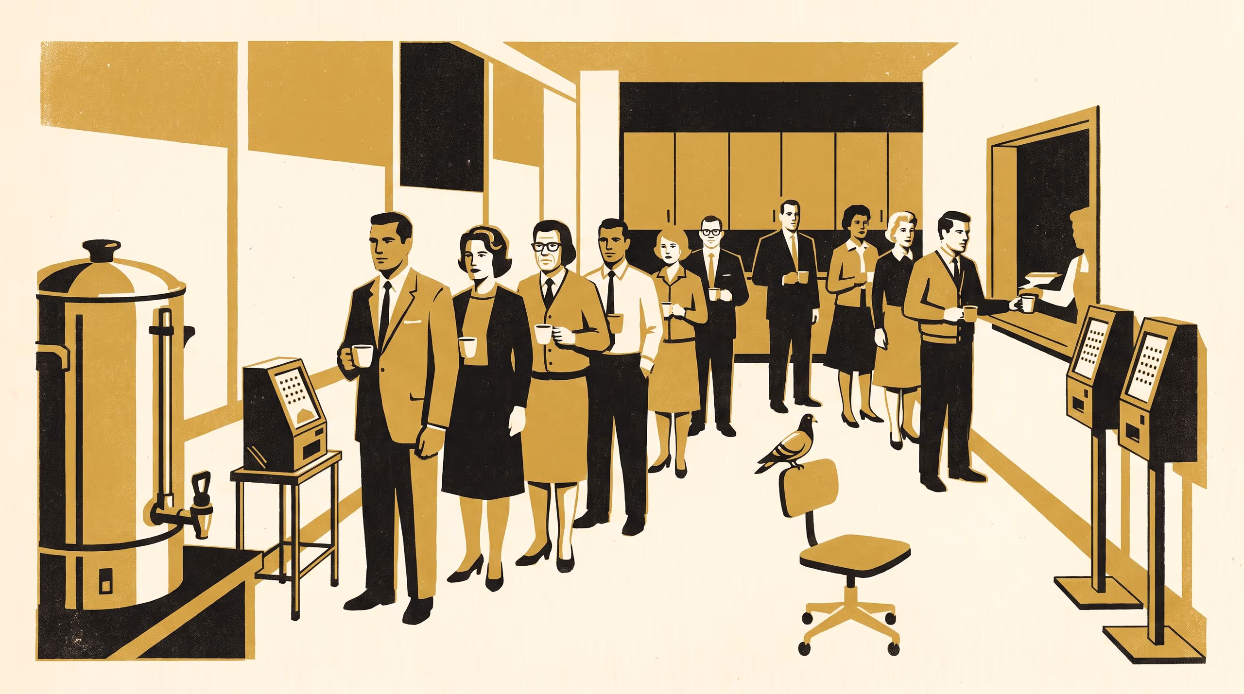 Illustration for Towards a Ticket That Travels: Does the taxi-rank dispenser effect reproduce at the morning-tea urn?
