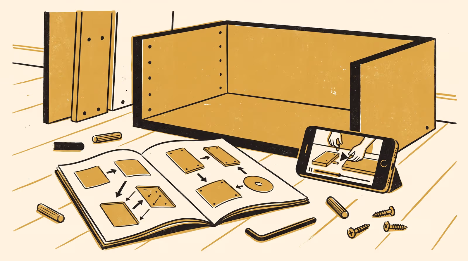 Illustration for The Step You Can't Picture: Self-Reported Step Vividness Predicts When Assemblers Trade the Diagram Booklet for Video