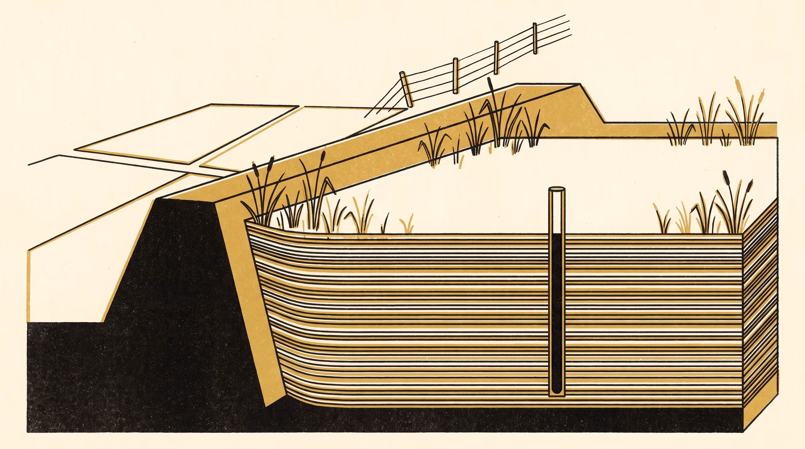 Illustration for A Dam Full of Years: Laminated stock-pond fill as an occupation record of an abandoned upland run
