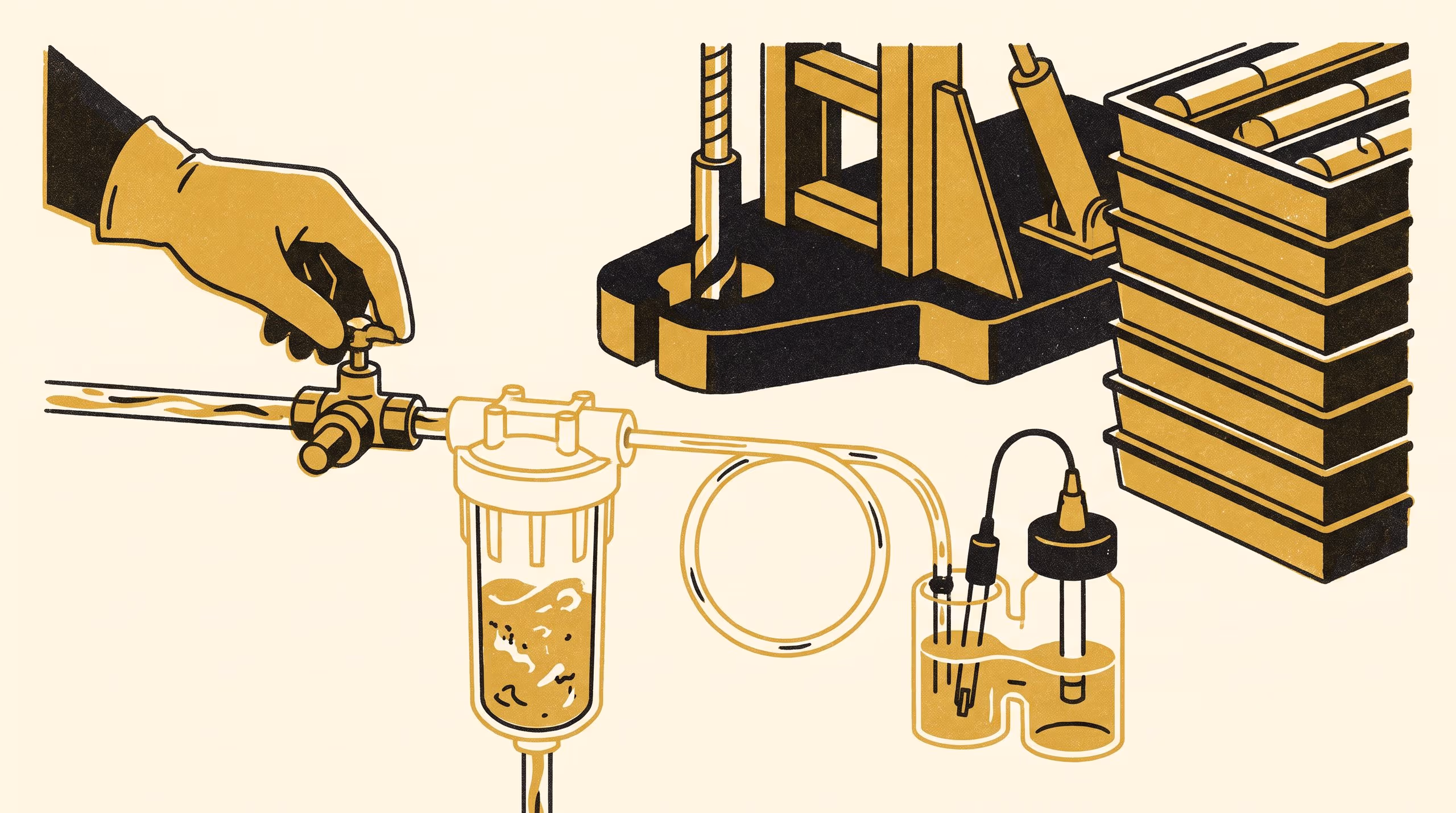 Illustration for The Fitting, Not the Membrane: Residence-time analysis of a potassium-selective flow cell on a drilling-return line