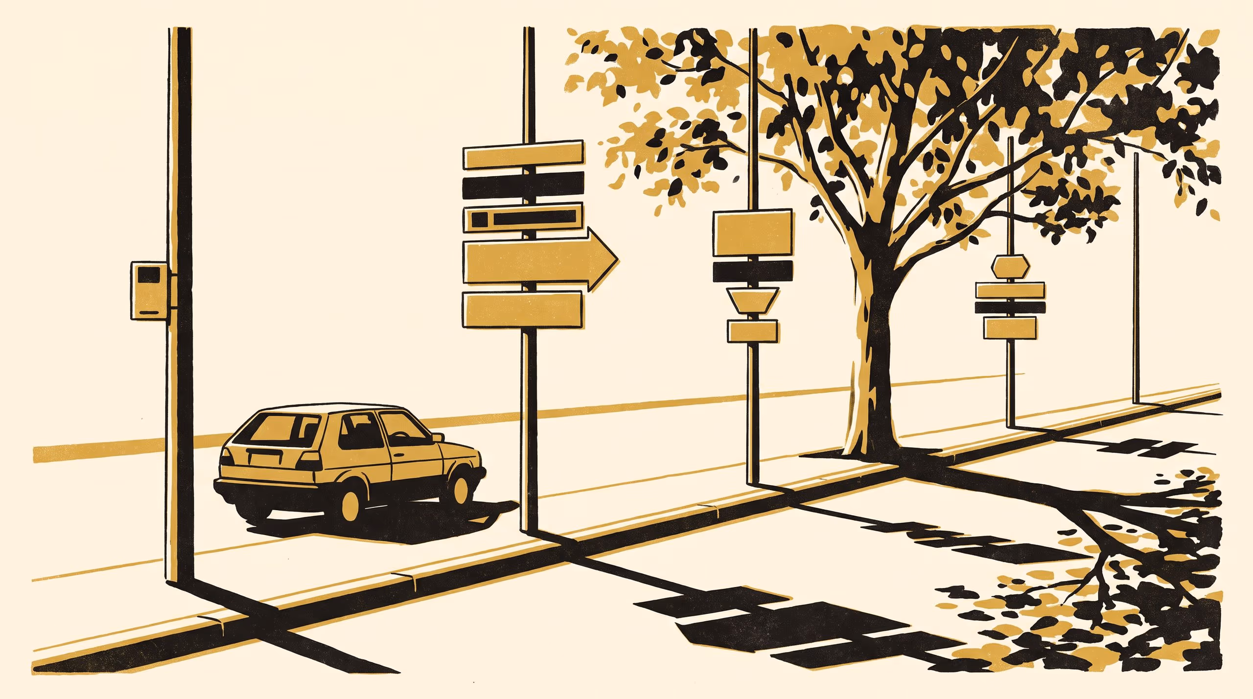 Illustration for 'Except Permit Holders': A Five-Kind Typology of Stacked Kerbside Restriction Signs, and the Class Plate Now Fixed to Every Pole