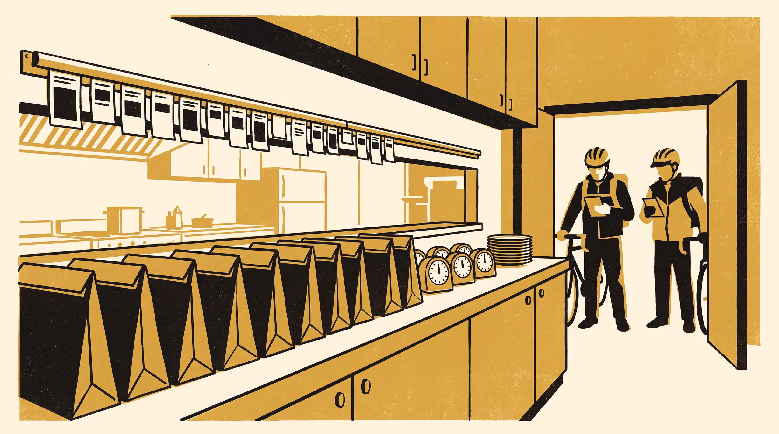 Illustration for Most Takeaway Shops Stop at Level Two: Fifty-two shops' app ready-time estimates scored against a four-level revision maturity model, and the Level Three line set on staff lunch reimbursement
