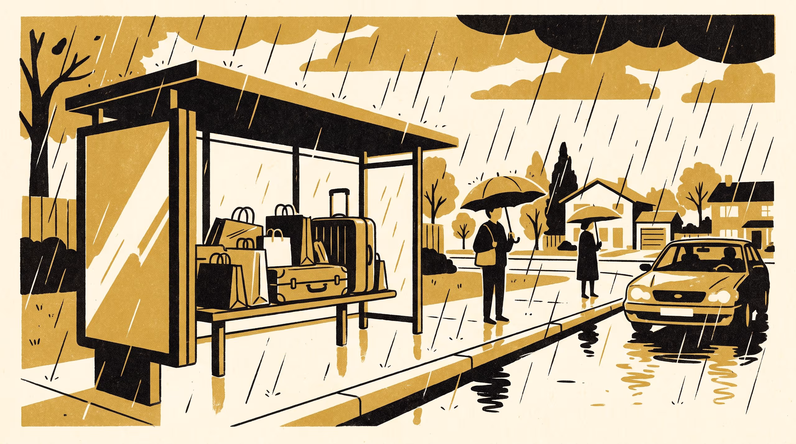 Illustration for The Adaptive Metrics Lab classifies bus-stop waiting into four occupancy kinds: Route frequency is set from the two kinds that occupy the shelter